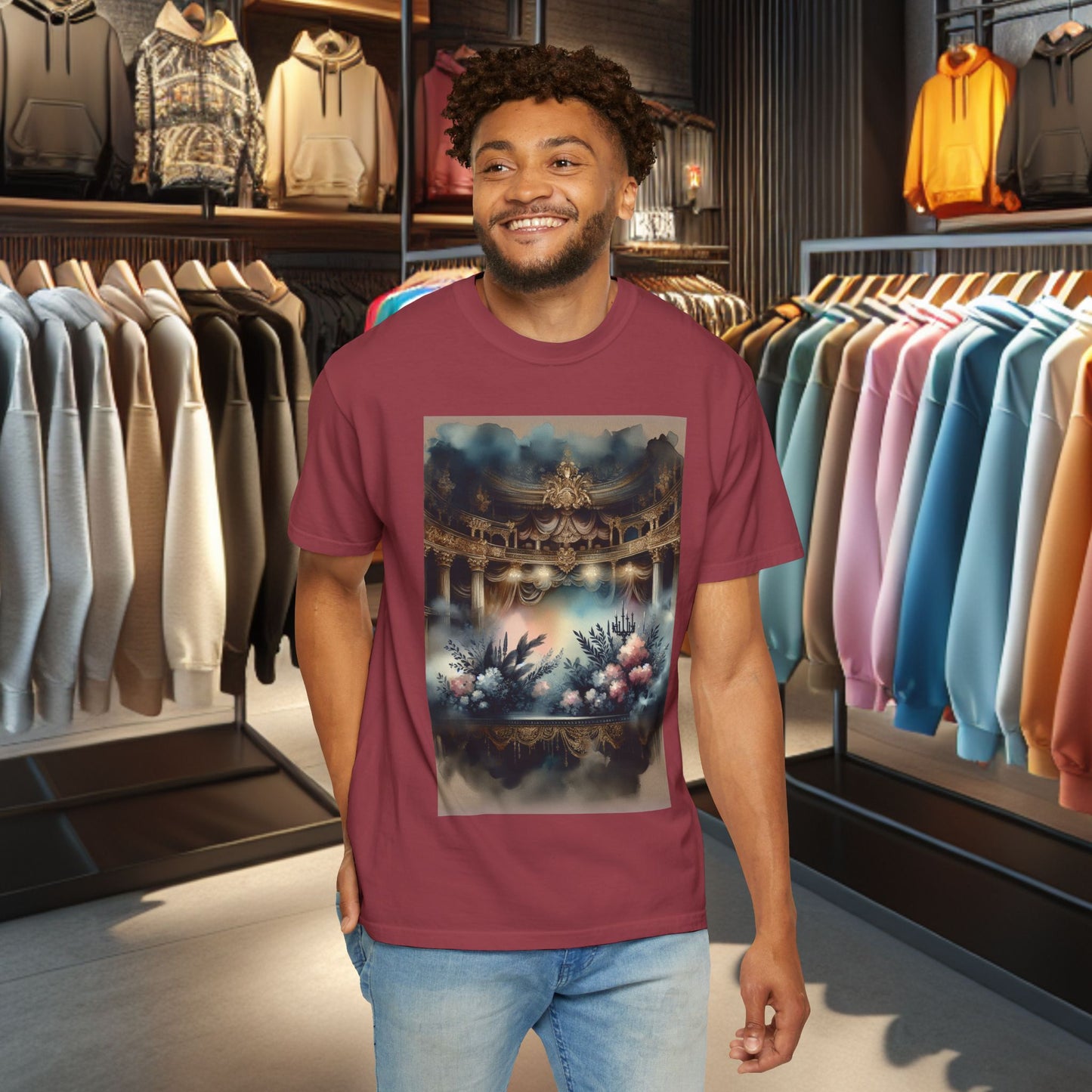 Dreamy Garden Unisex Garment-Dyed T-shirt - Artistic Floral Print - Perfect for Everyday Wear and Gifting