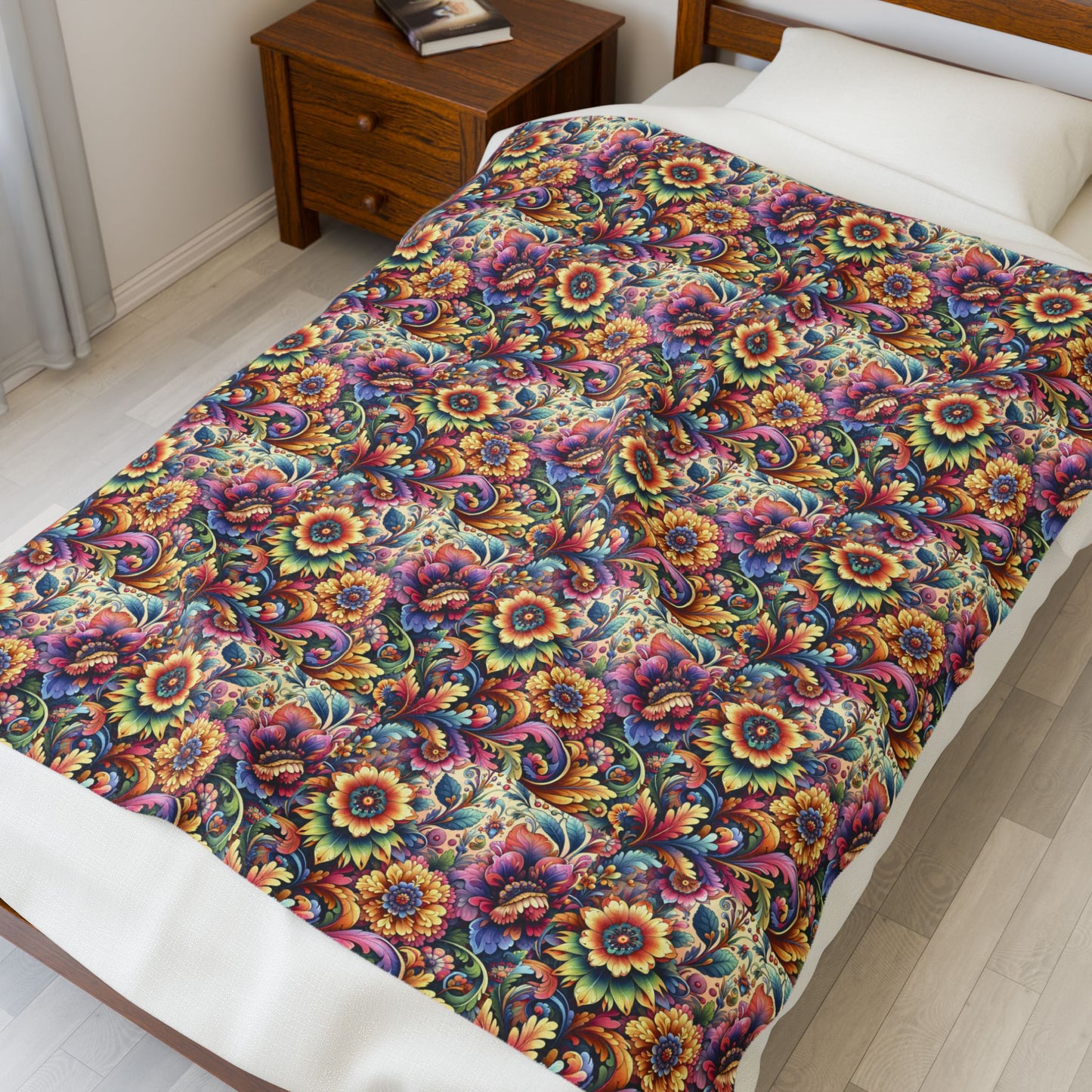 Floral Velveteen Plush Blanket