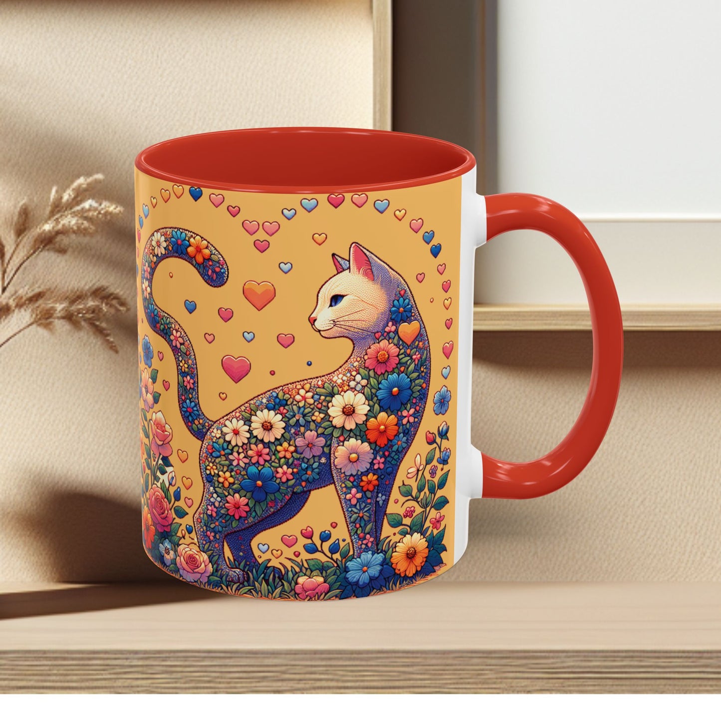 Mug- Loving Cat - Accent Coffee Mug (11oz, 15oz) (AOP)