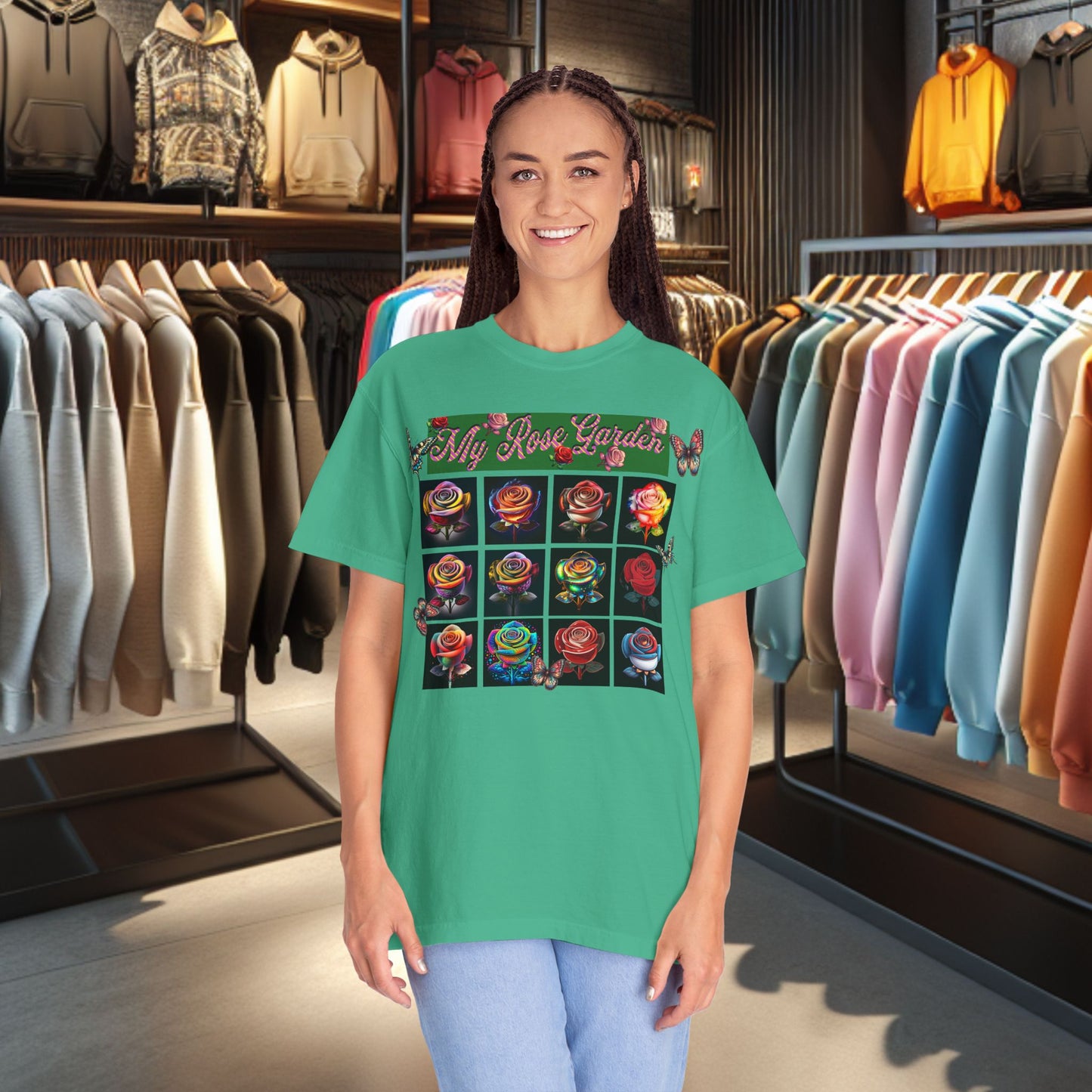 Floral T-Shirt for Flower Lovers - My Rose Garden a Colorful Floral Design