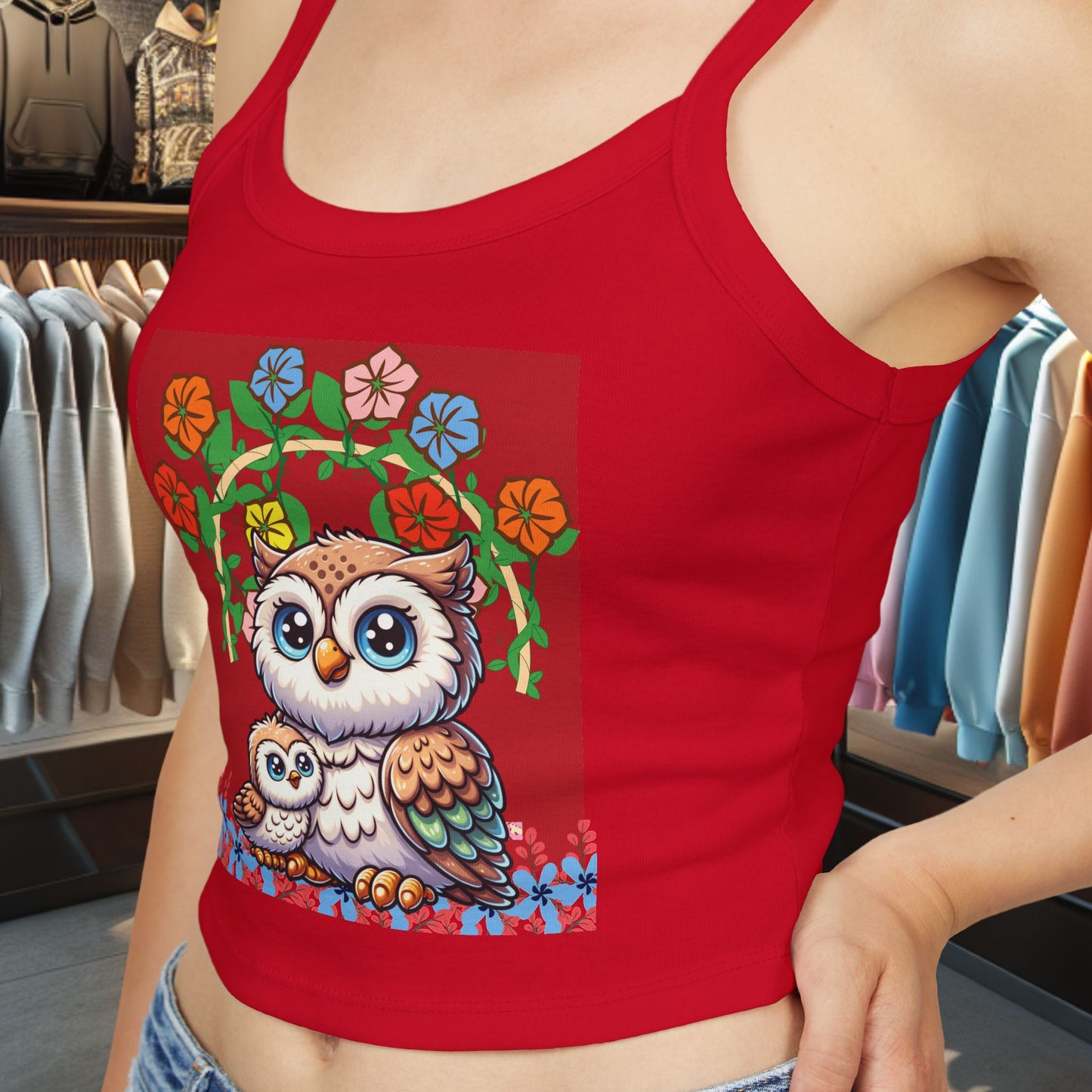Women's Tank Top - Owl with its baby Design