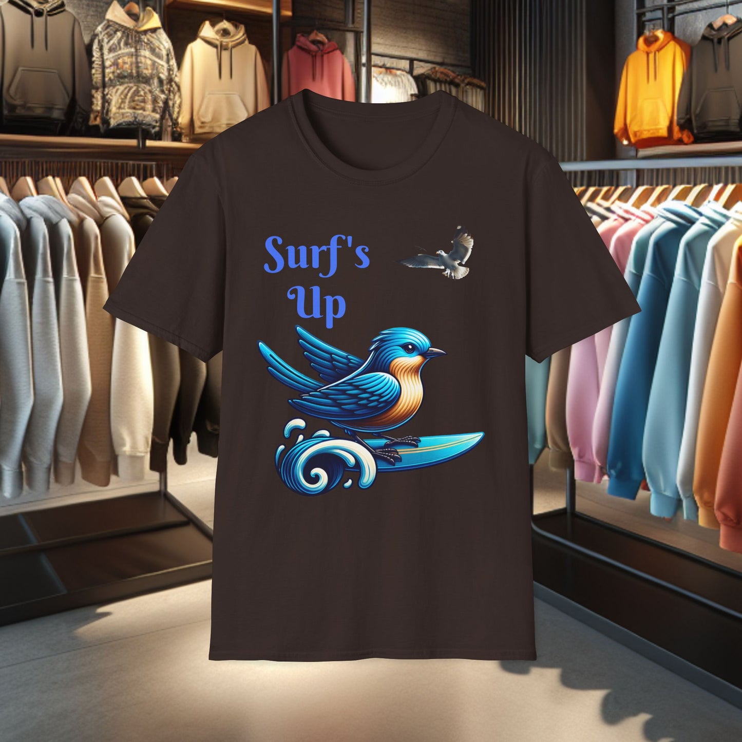 Blue Bird Surfing Unisex T-Shirt - Surf's Up