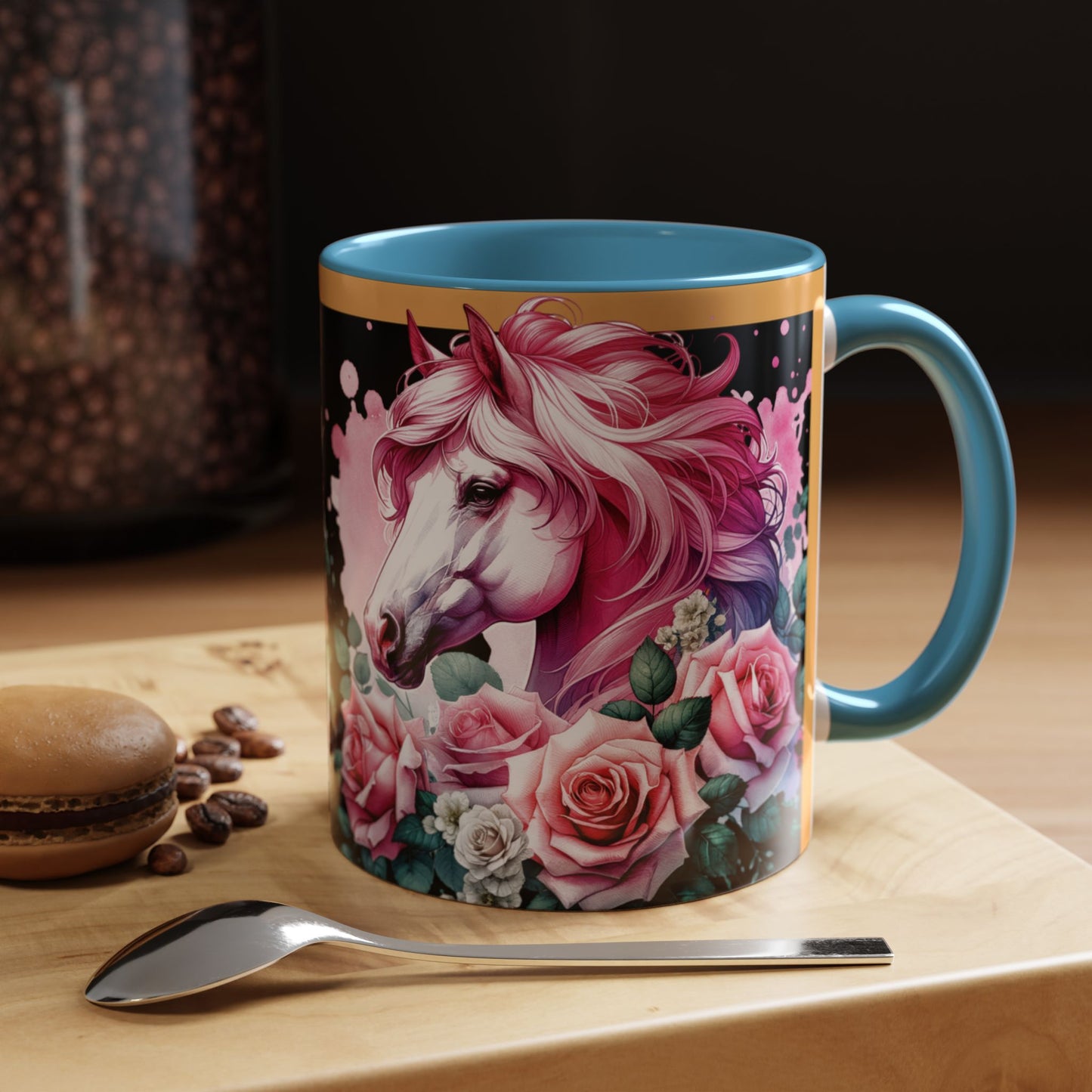 Coffee Mug Horses in Flowers 11oz 15oz