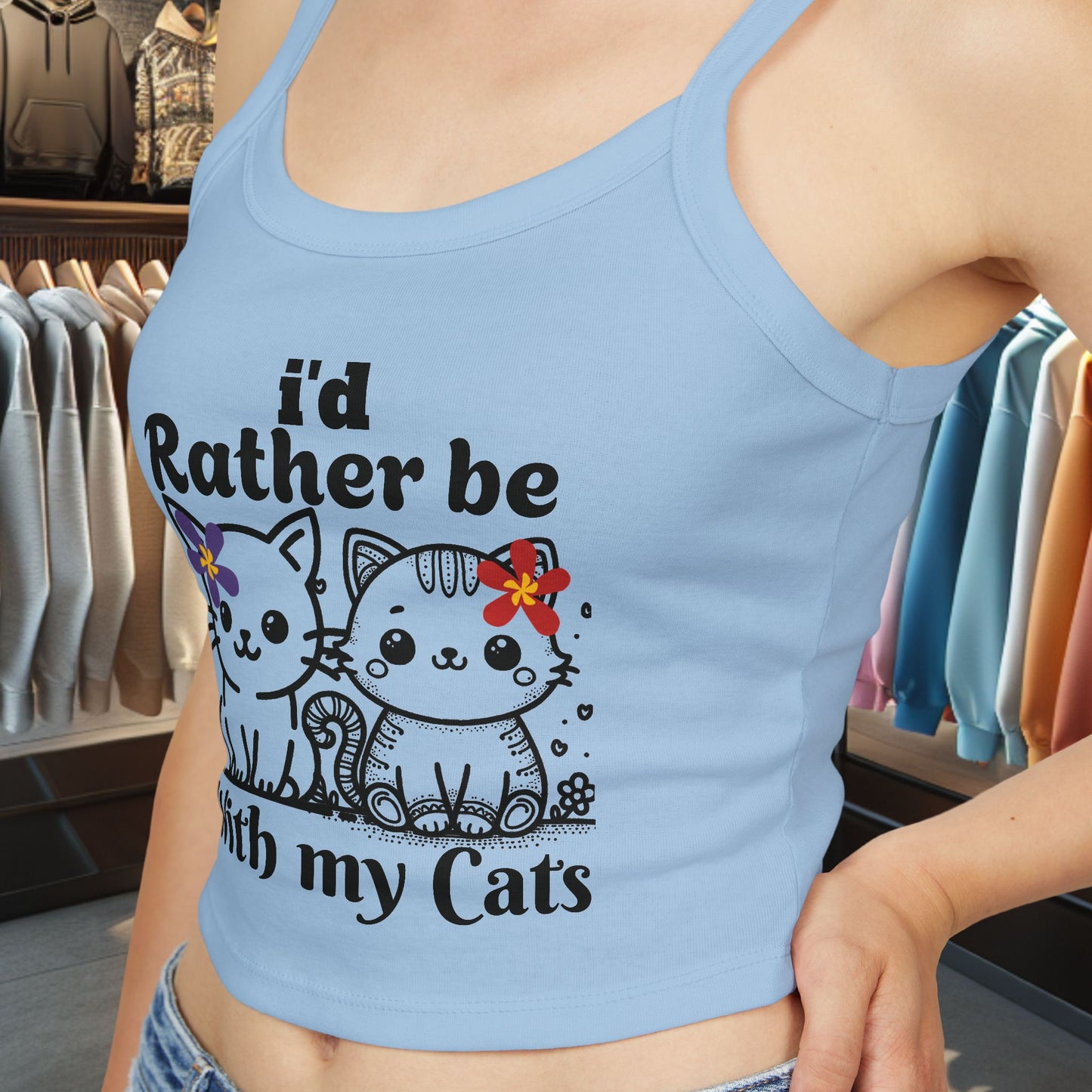 With my Cats - Cat Lover Spaghetti Strap Tank Top