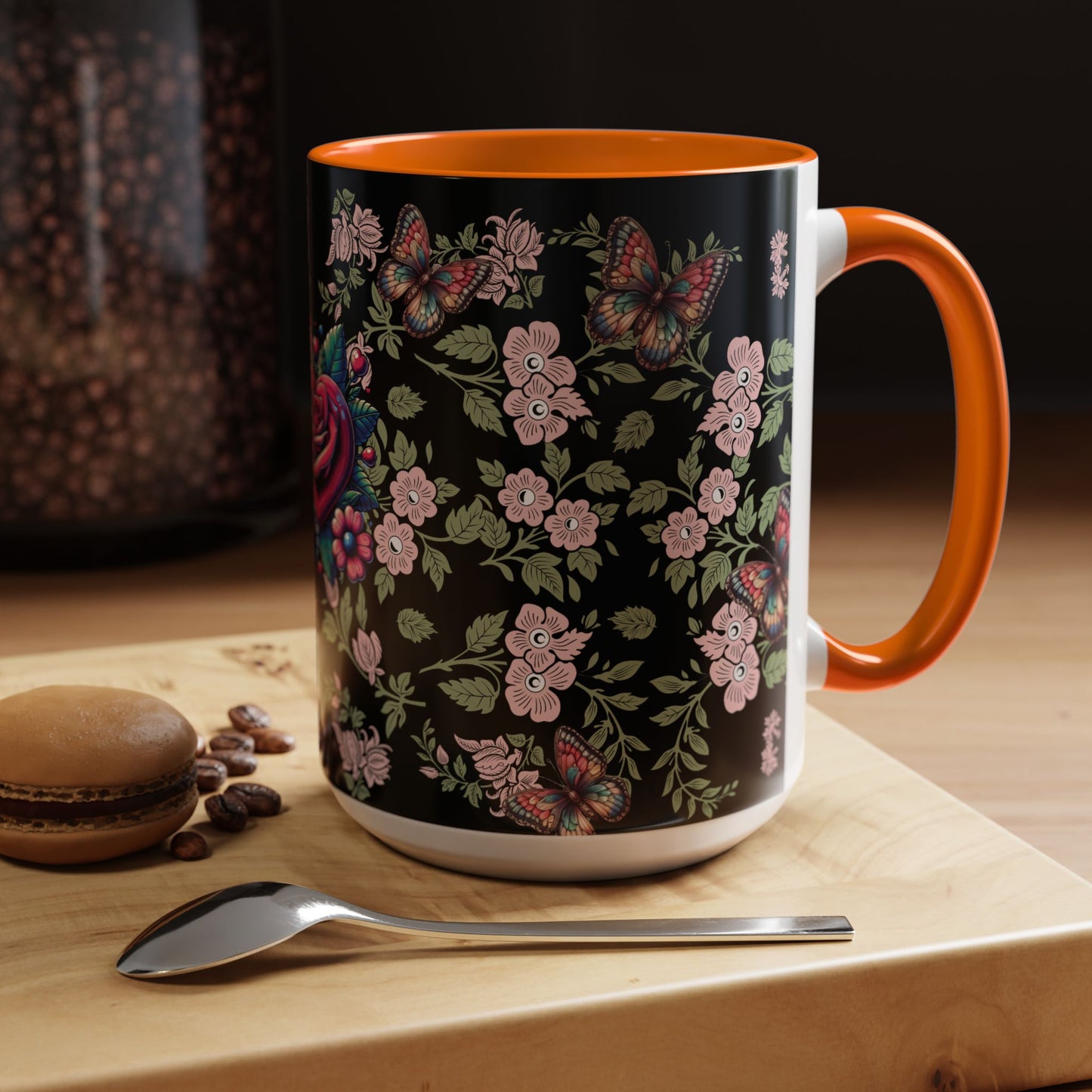 Floral Coffee Mug Black