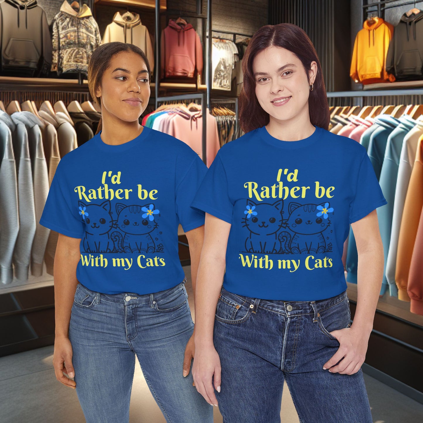 With my Cats Heavy Cotton Tee | Cat Lover Gift | Colorful Fun Shirt | Cute Animal Apparel | Perfect for Birthdays & Pet Lovers