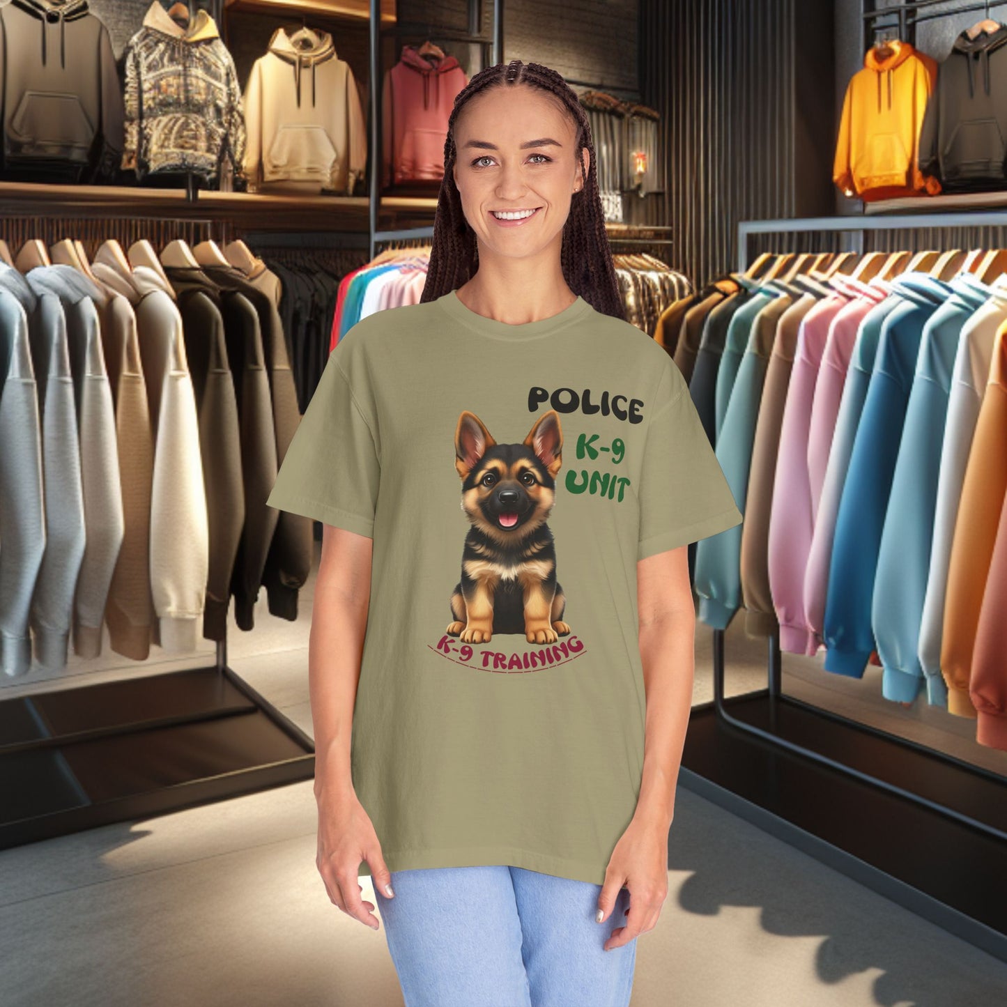 K-9 Training German Shepherd Puppy Tee — Garment-Dyed T-Shirt