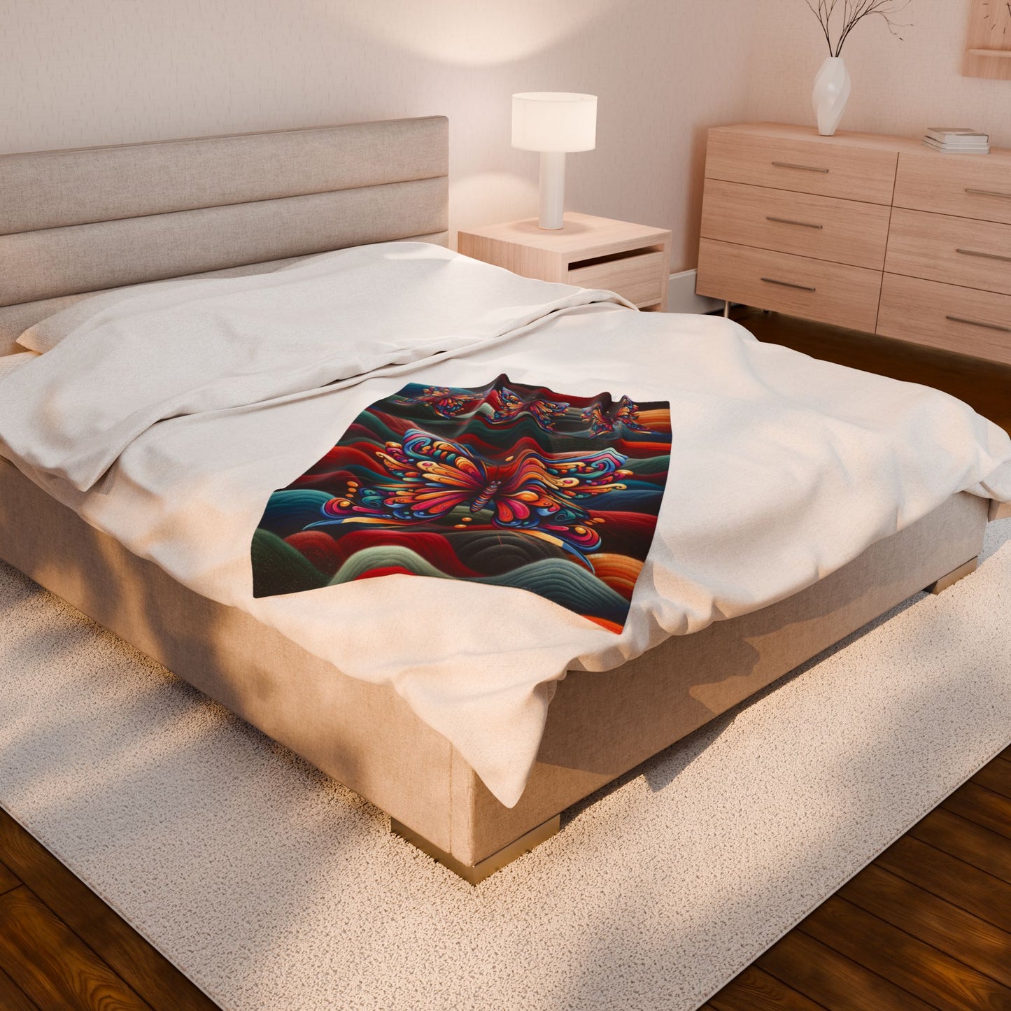 Wonderful Colors Butterfly Velveteen Plush Blanket – Cozy Colorful Butterfly Throw