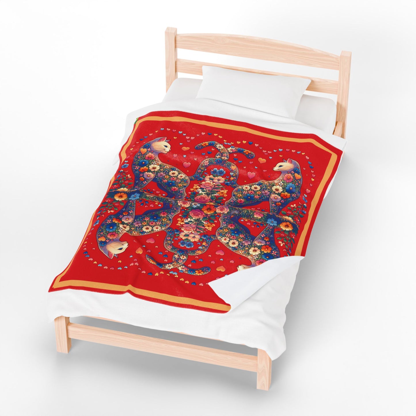 Loving Cat Red 50 x 60 Velveteen Plush Blanket