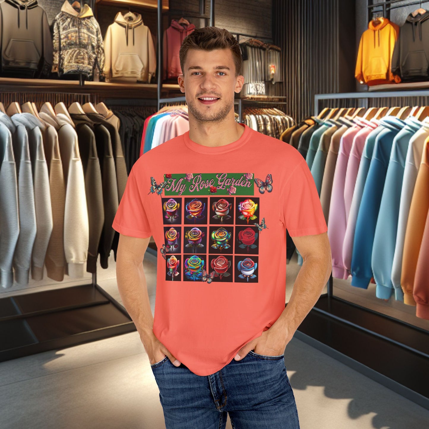 Floral T-Shirt for Flower Lovers - My Rose Garden a Colorful Floral Design