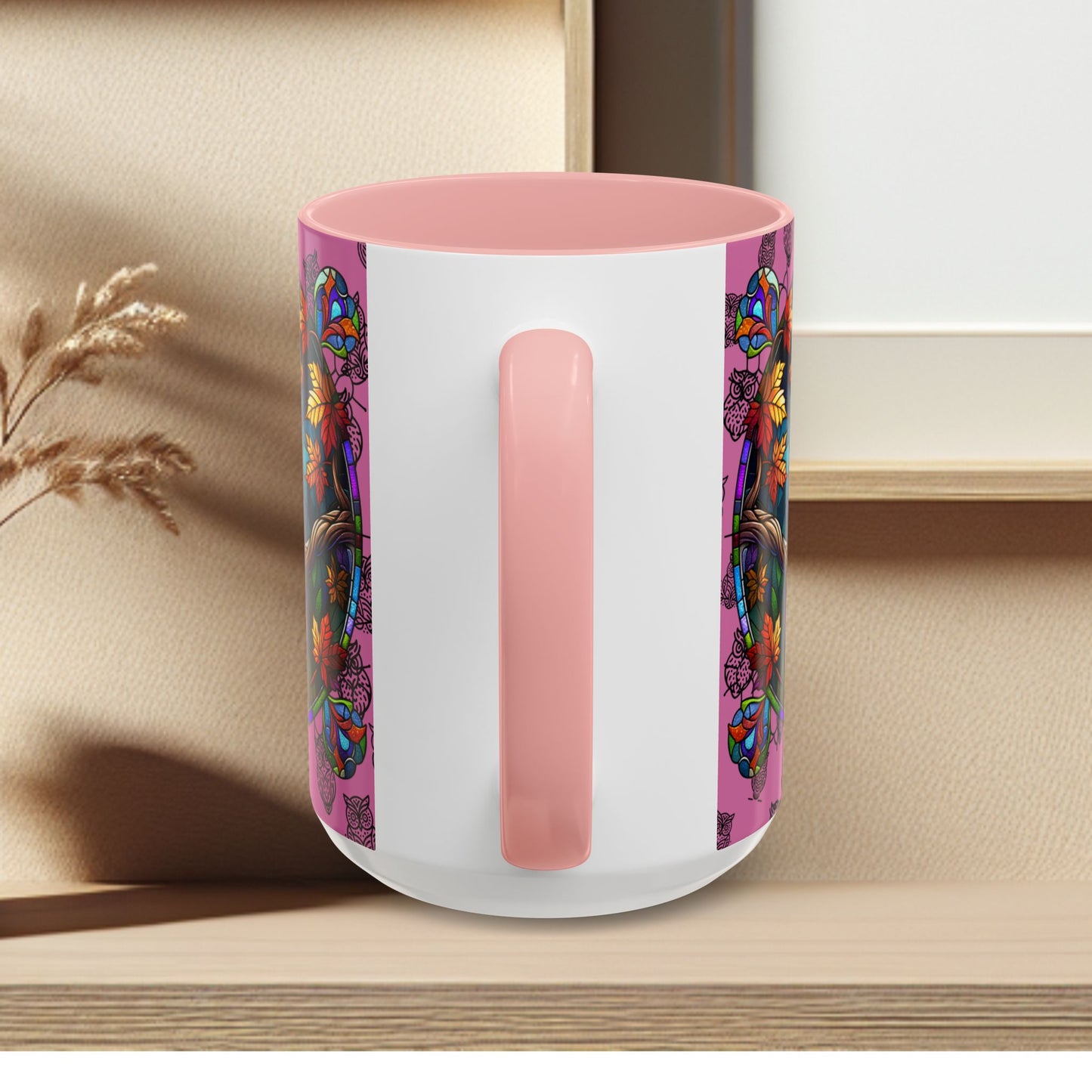 Coffee Mug -Colorful Stain Glass Owl Design