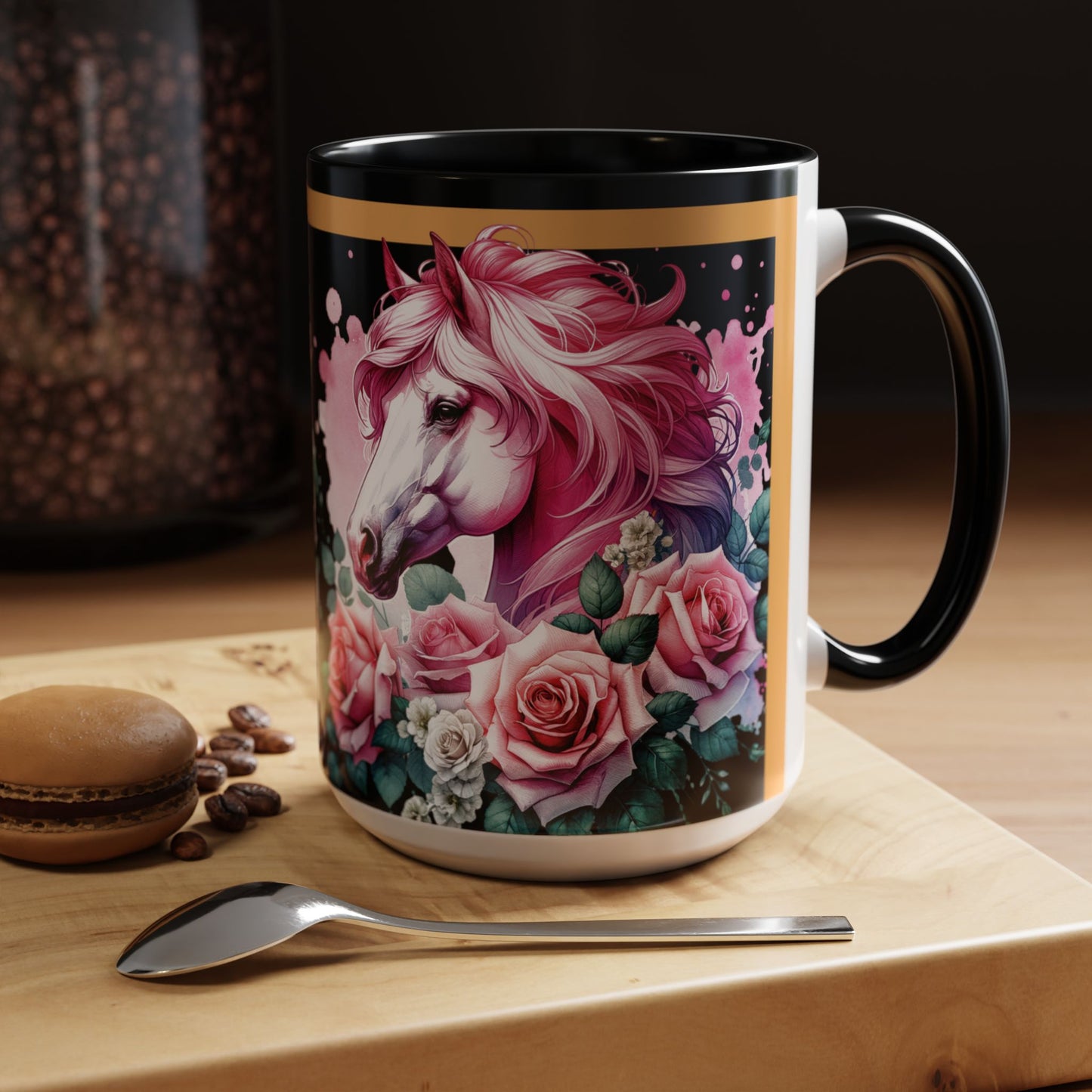 Coffee Mug Horses in Flowers 11oz 15oz