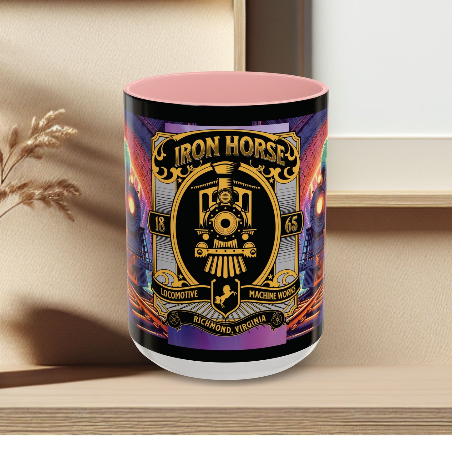 Mug- Steam engine Iron Horse- Accent Coffee Mug (15oz)