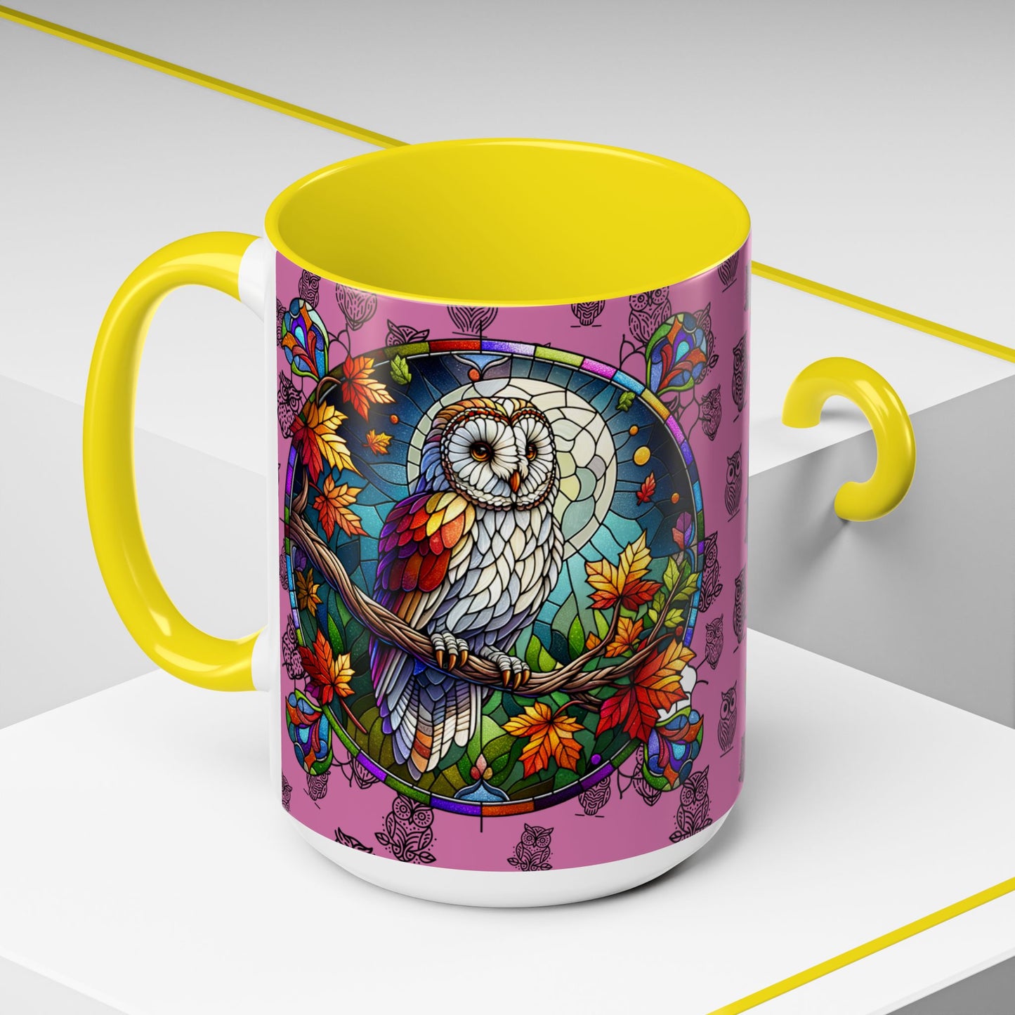 Coffee Mug -Colorful Stain Glass Owl Design