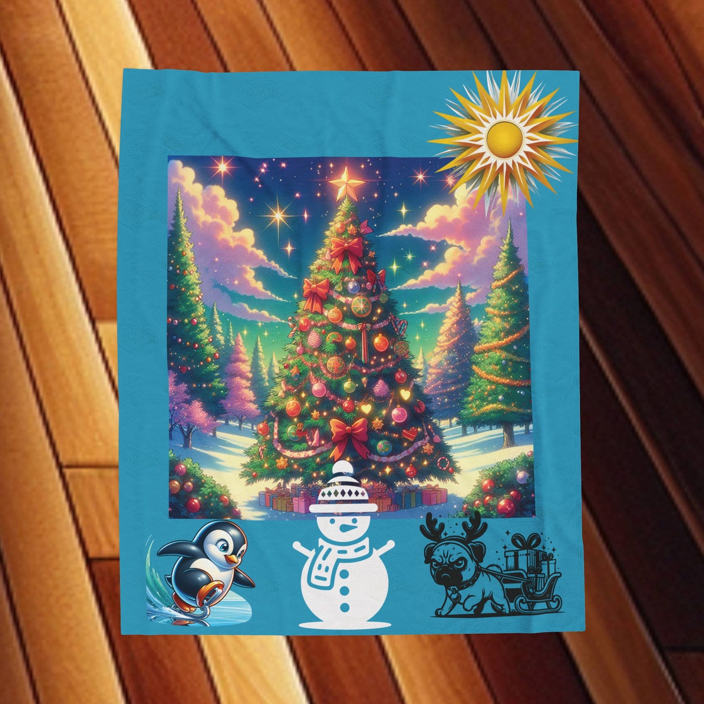 Christmas in the Forest Velveteen Plush Blanket
