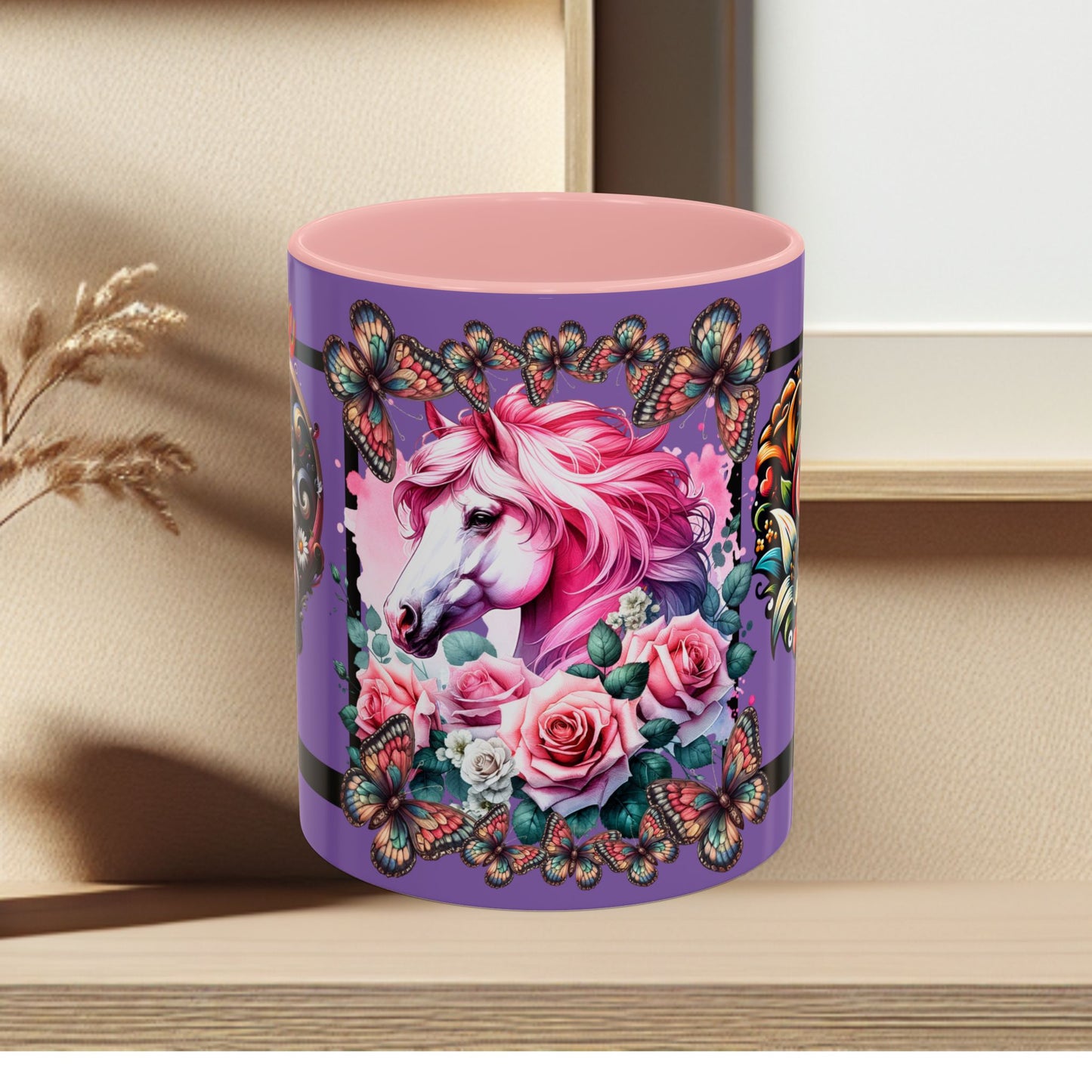 Love Coffee Mug - Vibrant Heart & Horse- Design, 11oz & 15oz