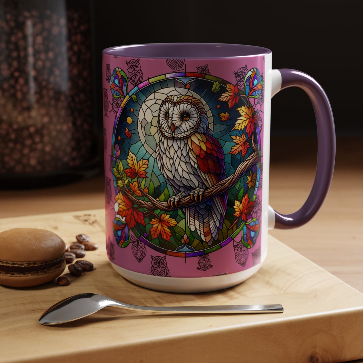Coffee Mug -Colorful Stain Glass Owl Design