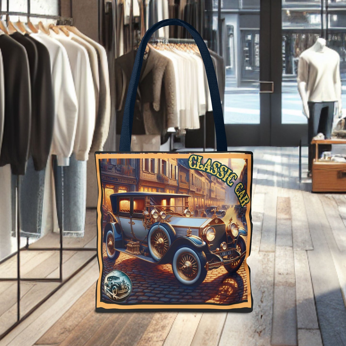 Tote Bag-Classic Car Blue Tote Bag -