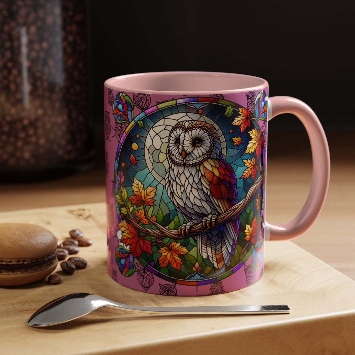 Coffee Mug -Colorful Stain Glass Owl Design