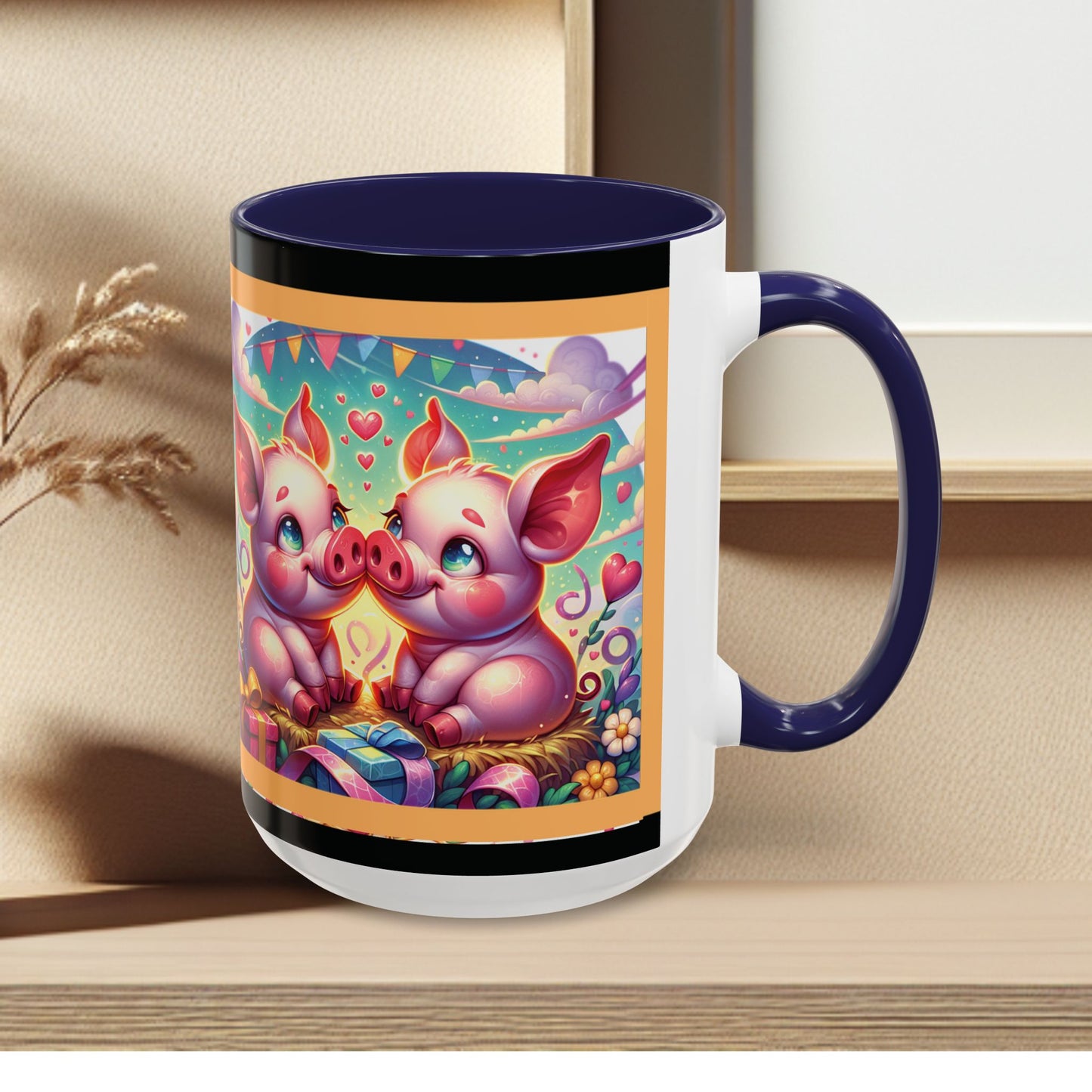Coffee Mug Love Pigs Picknick 11, 15oz
