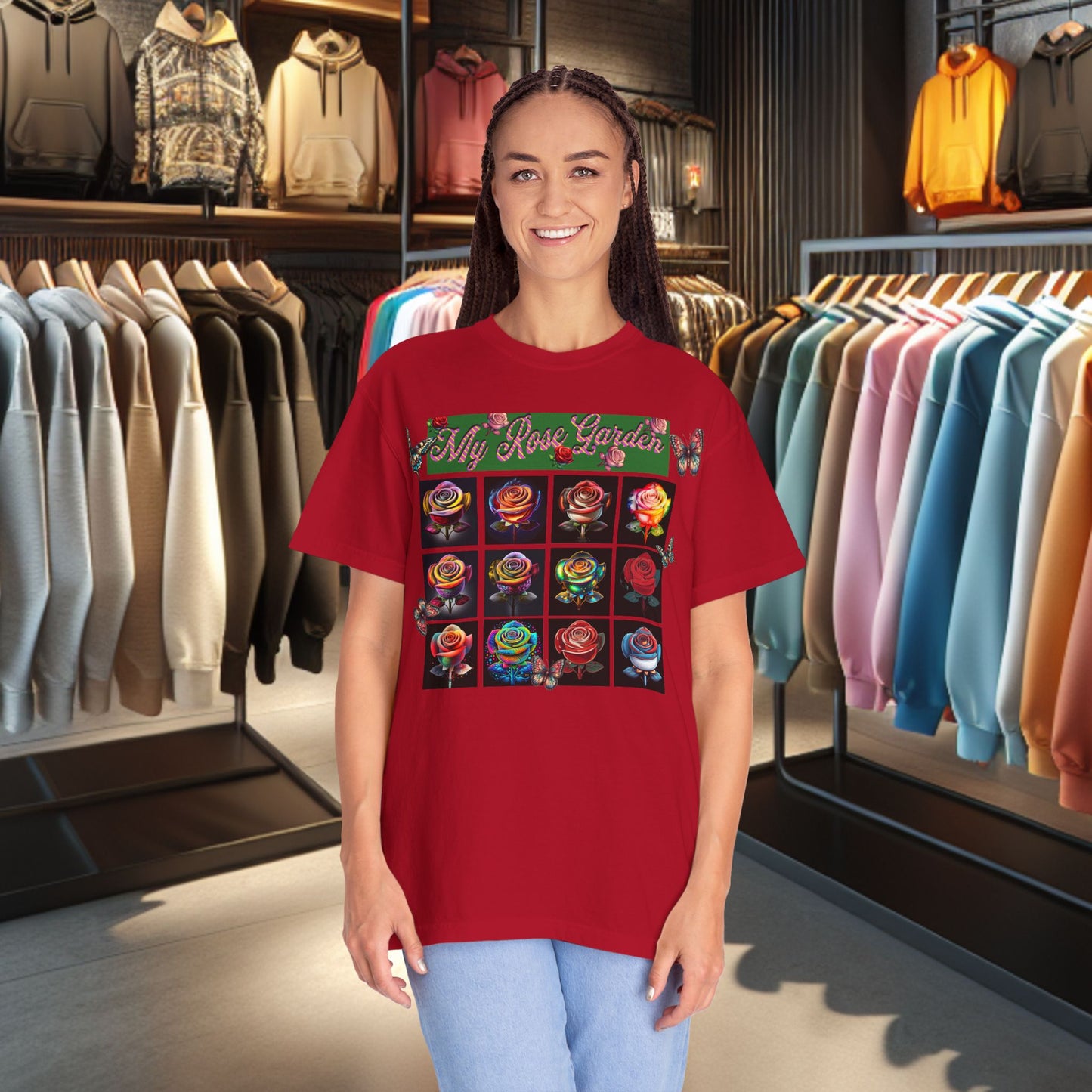 Floral T-Shirt for Flower Lovers - My Rose Garden a Colorful Floral Design