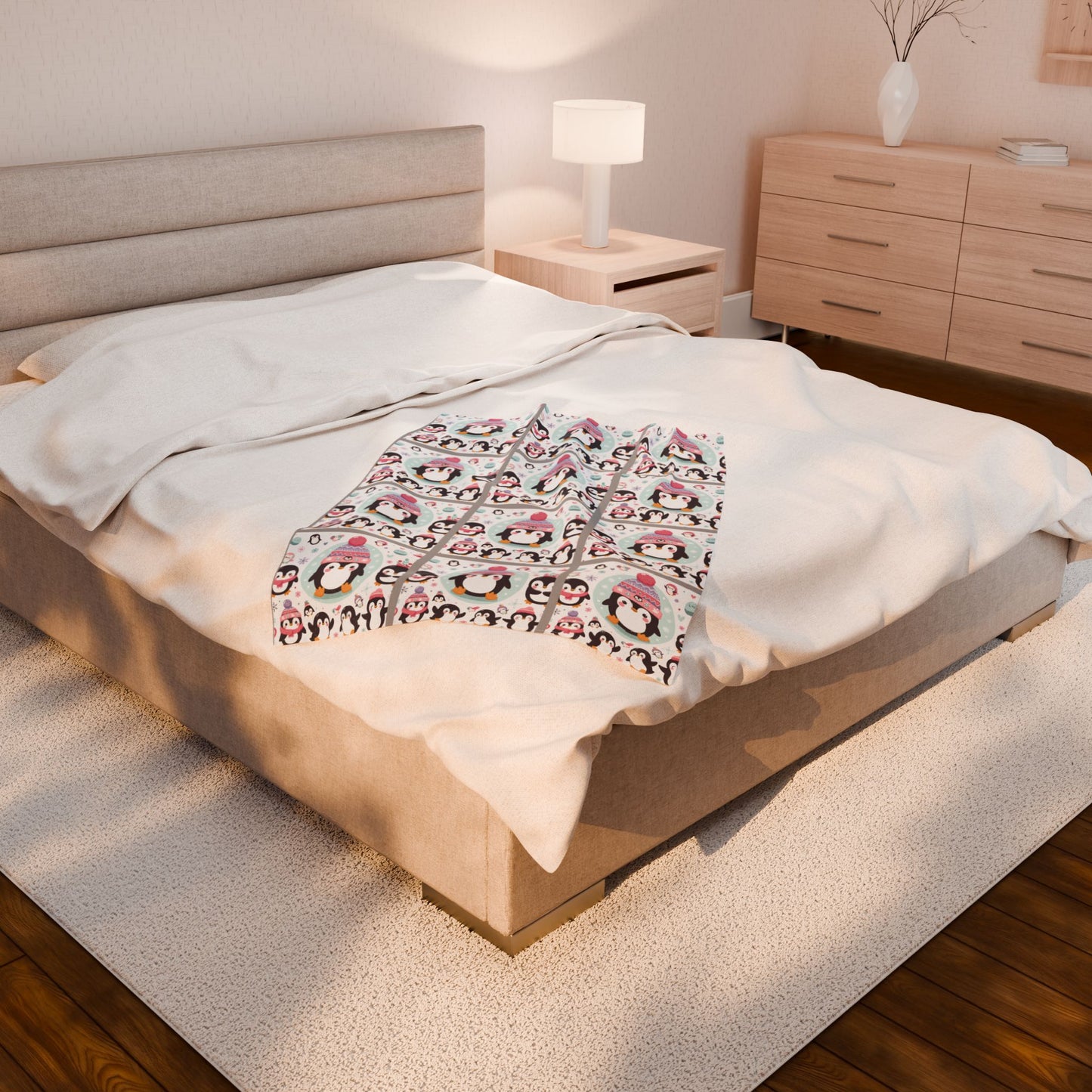 Penguins Velveteen Plush Blanket