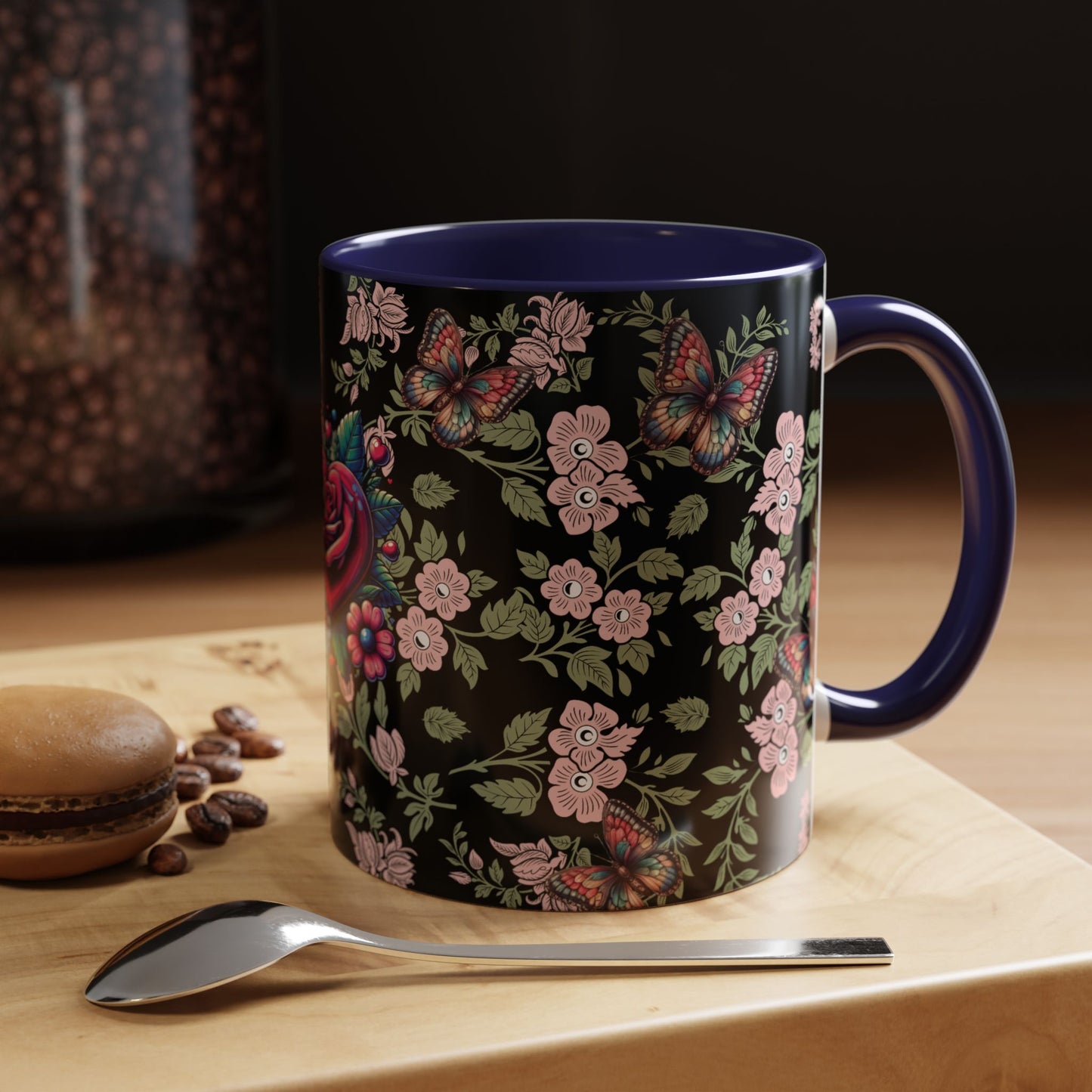 Floral Coffee Mug Black