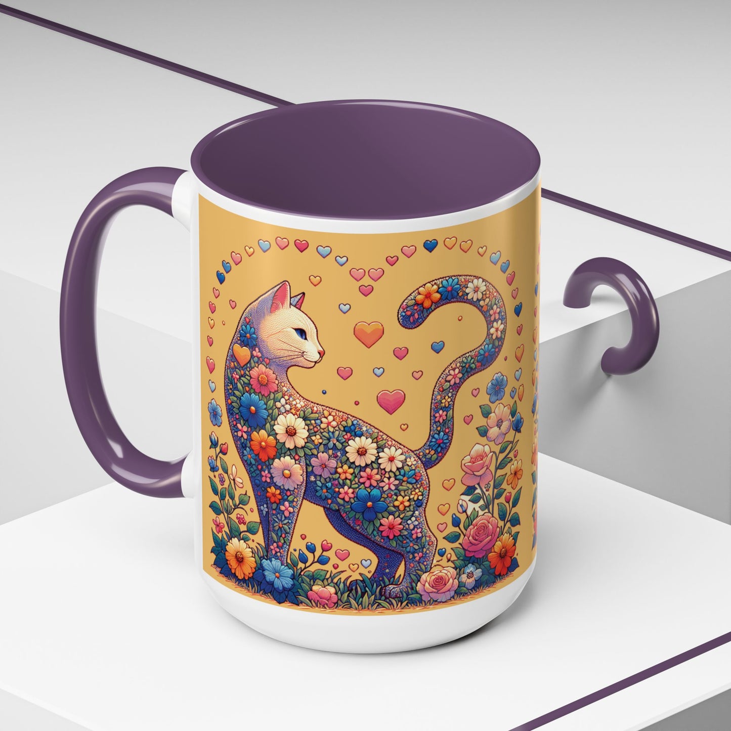 Mug- Loving Cat - Accent Coffee Mug (11oz, 15oz) (AOP)