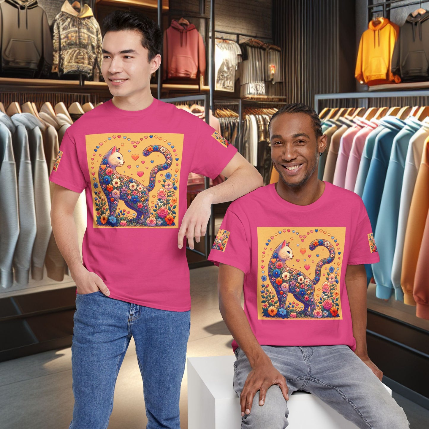 Loving Cat Flower Mozaic T-Shirt