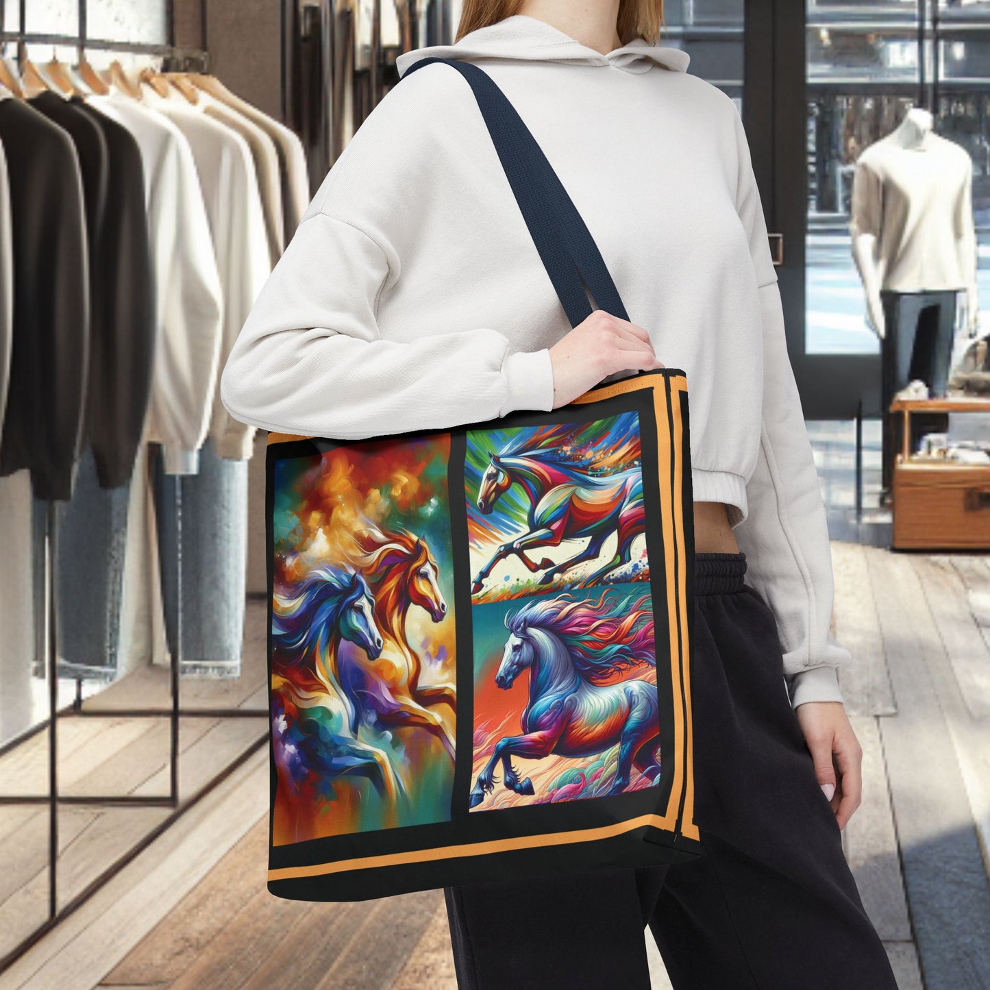 Multi-Color Cloud Horses Tote Bag