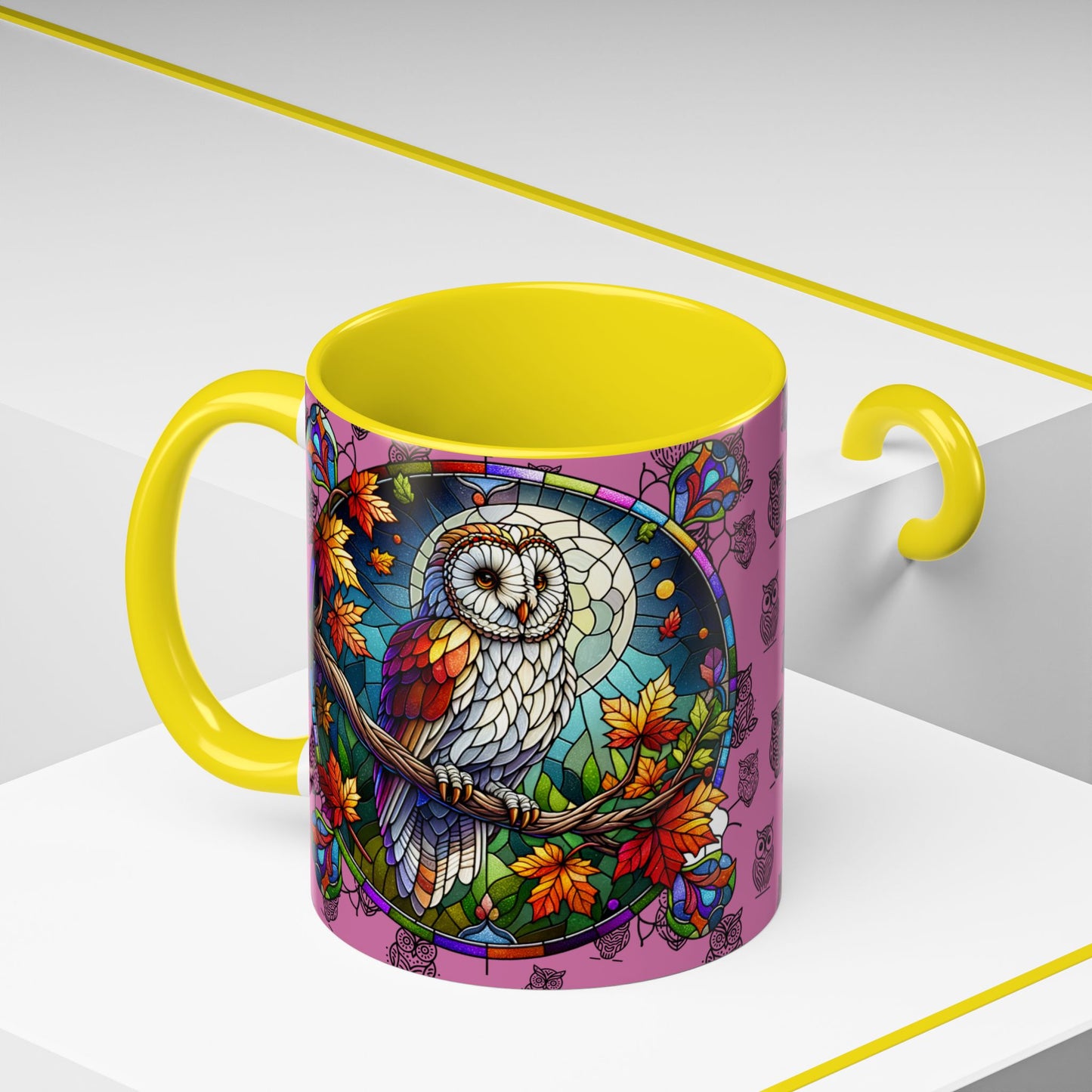 Coffee Mug -Colorful Stain Glass Owl Design