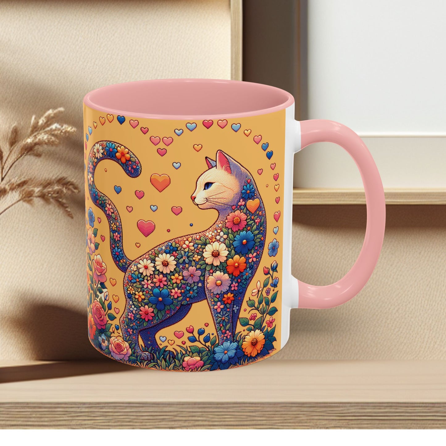 Mug- Loving Cat - Accent Coffee Mug (11oz, 15oz) (AOP)