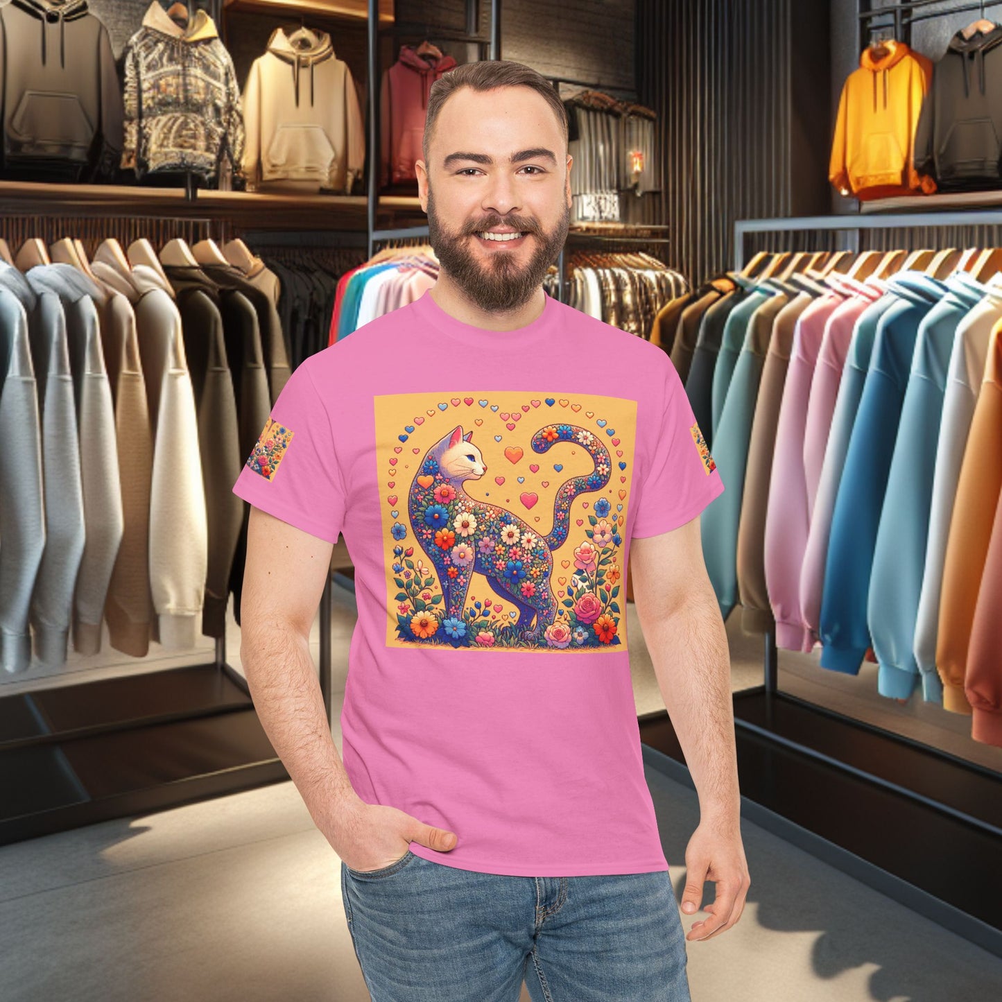 Loving Cat Flower Mozaic T-Shirt
