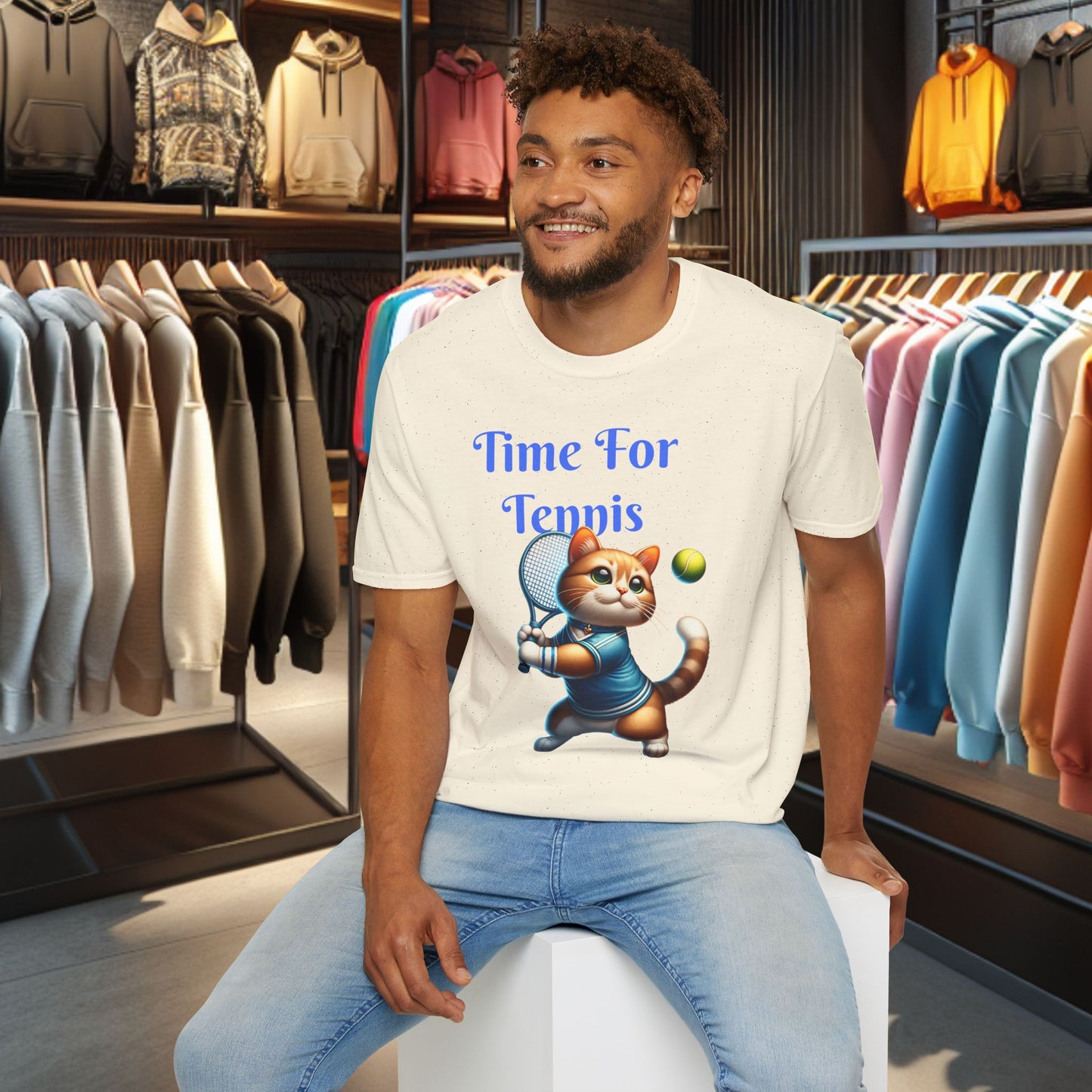 Cat Playing Tennis Unisex T-Shirt - Time For Tennis