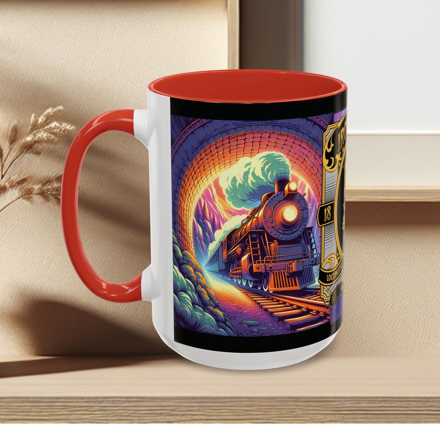 Mug- Steam engine Iron Horse- Accent Coffee Mug (15oz)