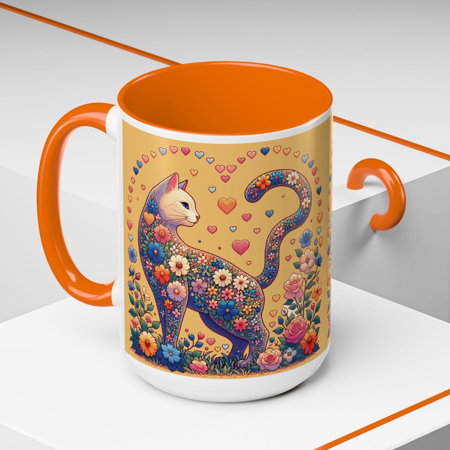 Mug- Loving Cat - Accent Coffee Mug (11oz, 15oz) (AOP)