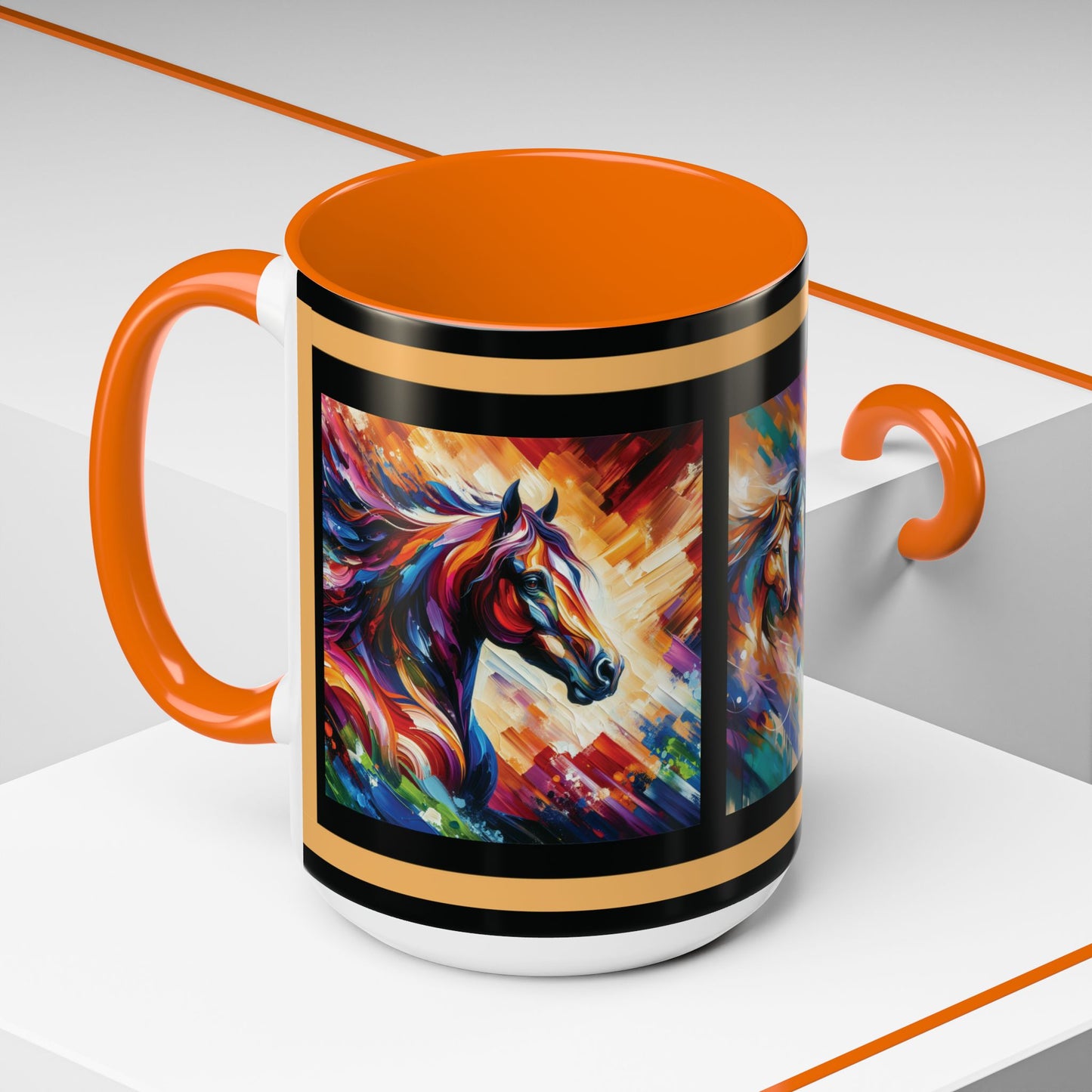 Mug Coffee Multi Color Horses 11oz 15oz