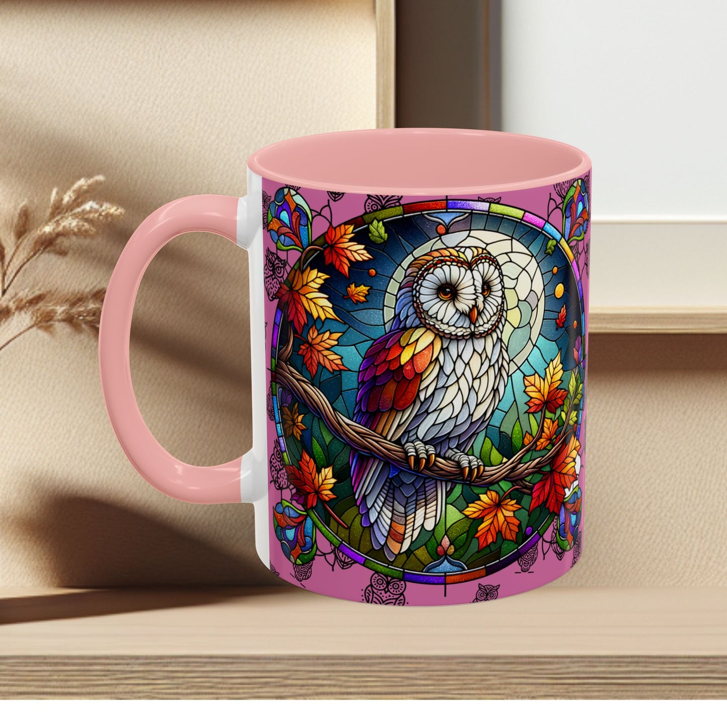 Coffee Mug -Colorful Stain Glass Owl Design