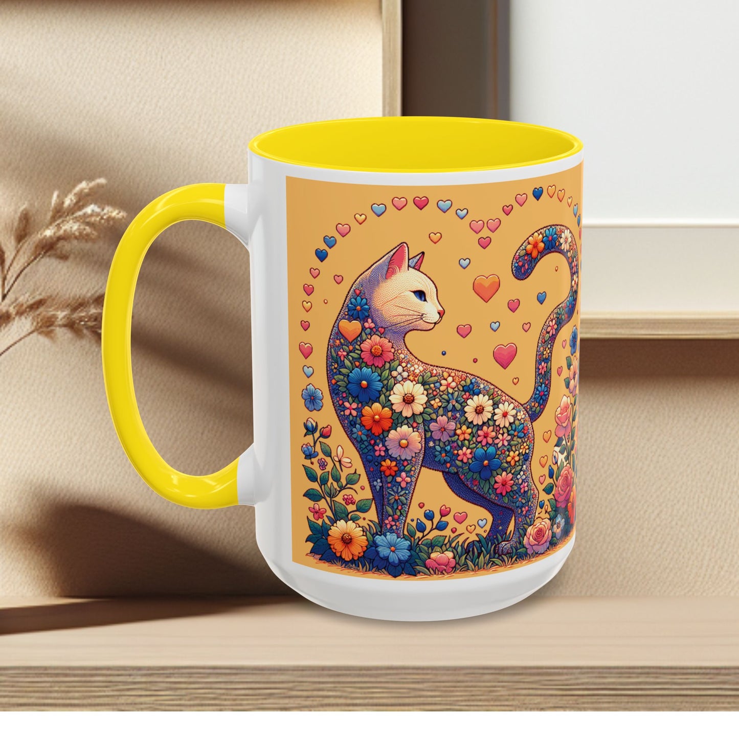 Mug- Loving Cat - Accent Coffee Mug (11oz, 15oz) (AOP)