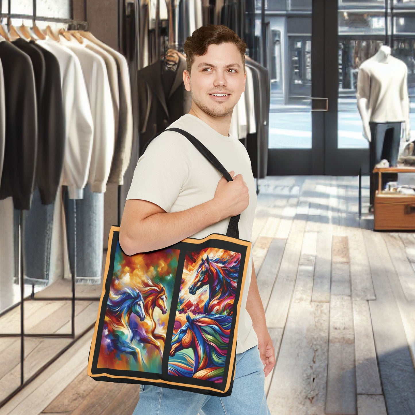 Colorful Horses Tote Bag