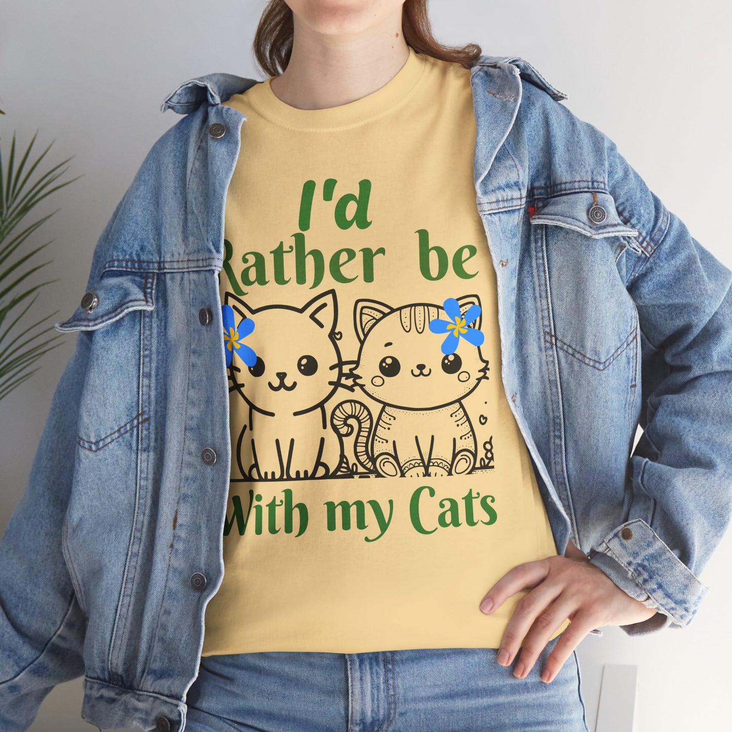With my Cats Heavy Cotton Tee | Cat Lover Gift | Colorful Fun Shirt | Cute Animal Apparel | Perfect for Birthdays & Pet Lovers