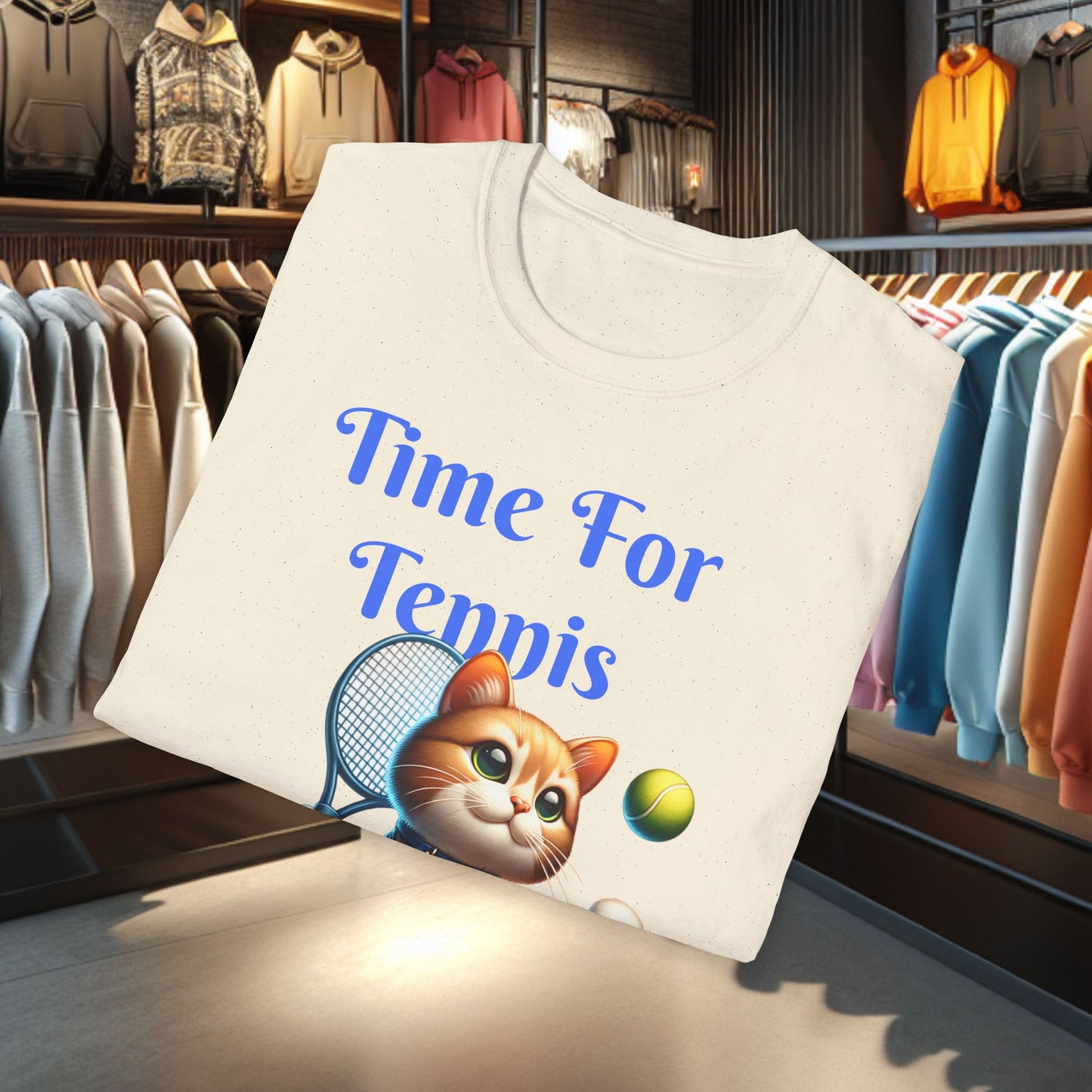 Cat Playing Tennis Unisex T-Shirt - Time For Tennis