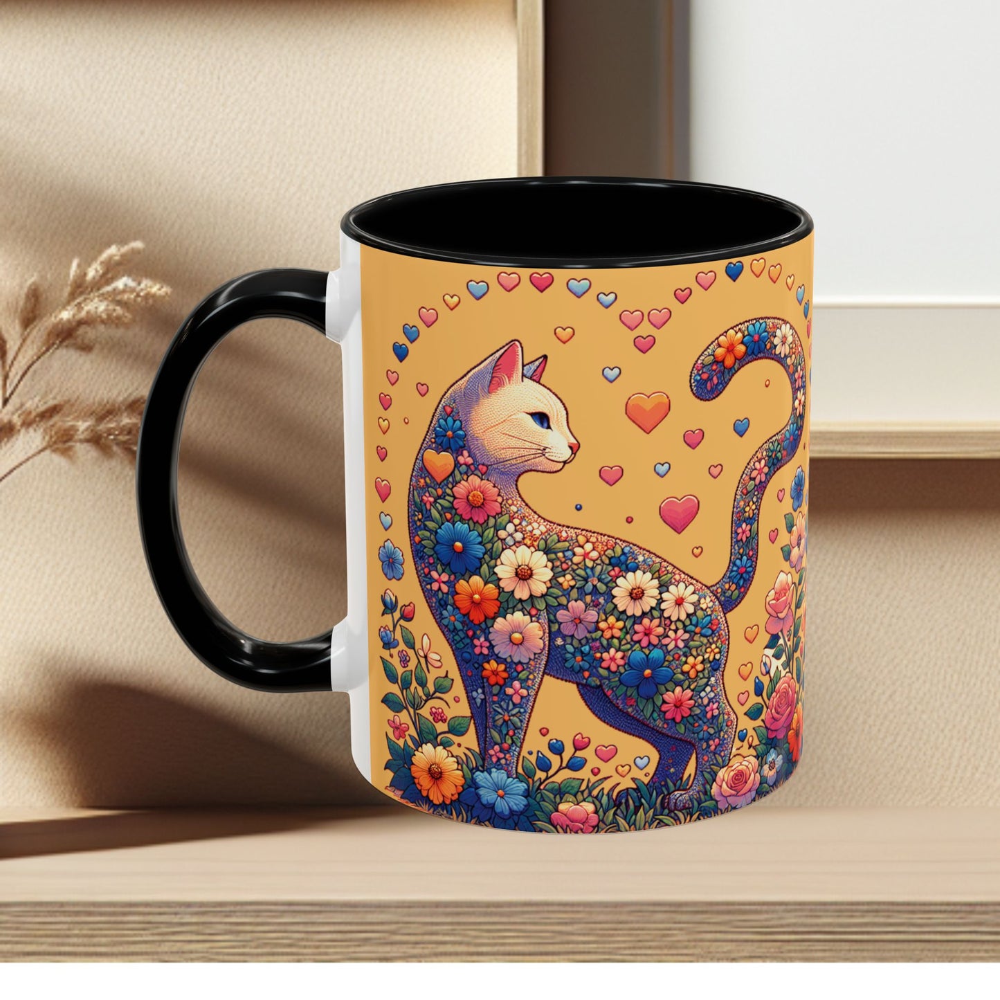 Mug- Loving Cat - Accent Coffee Mug (11oz, 15oz) (AOP)