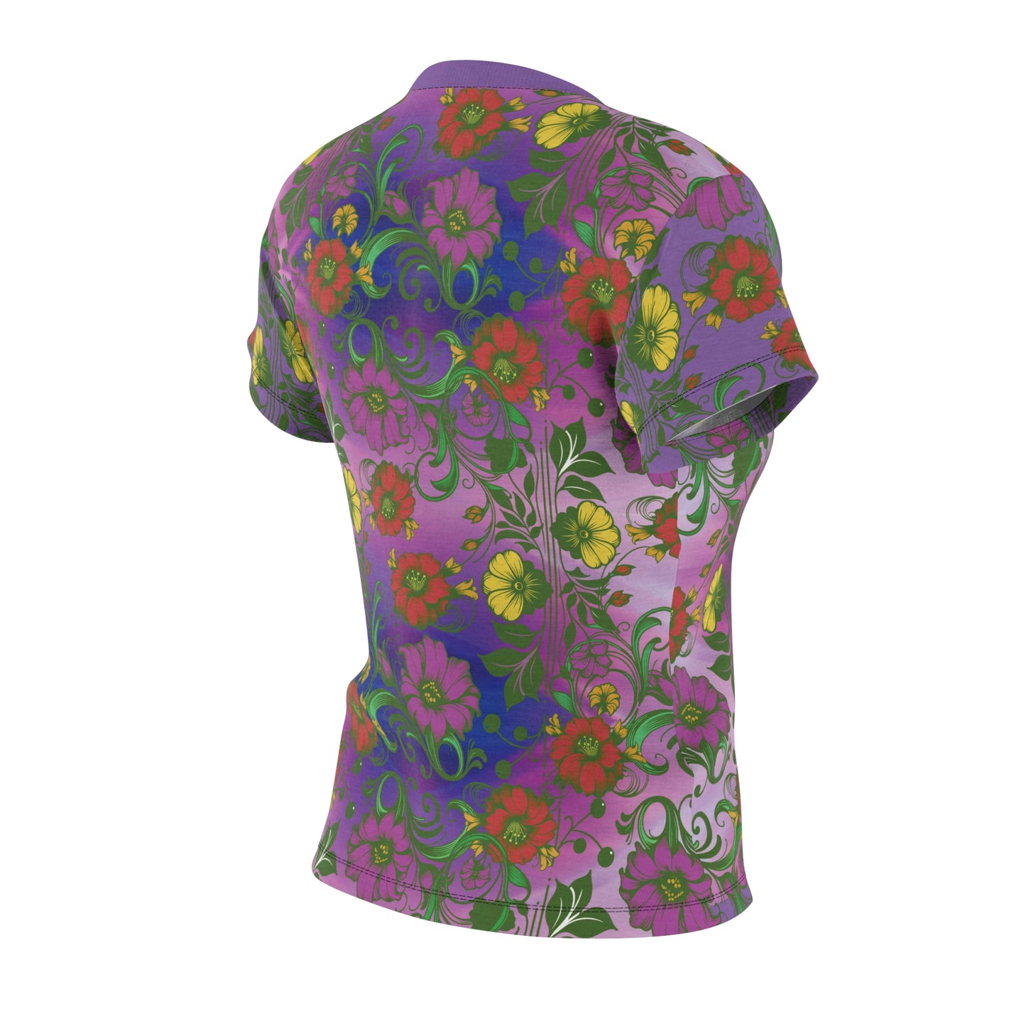 Floral Women's Tee - Purple Patterned Background