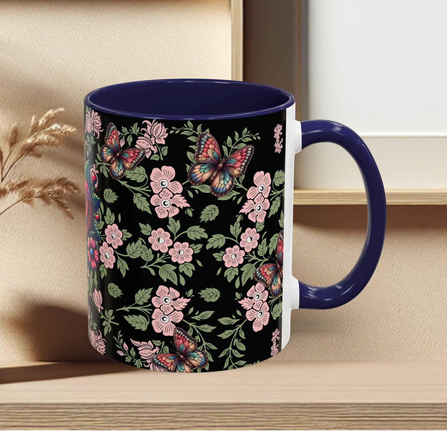 Floral Coffee Mug Black