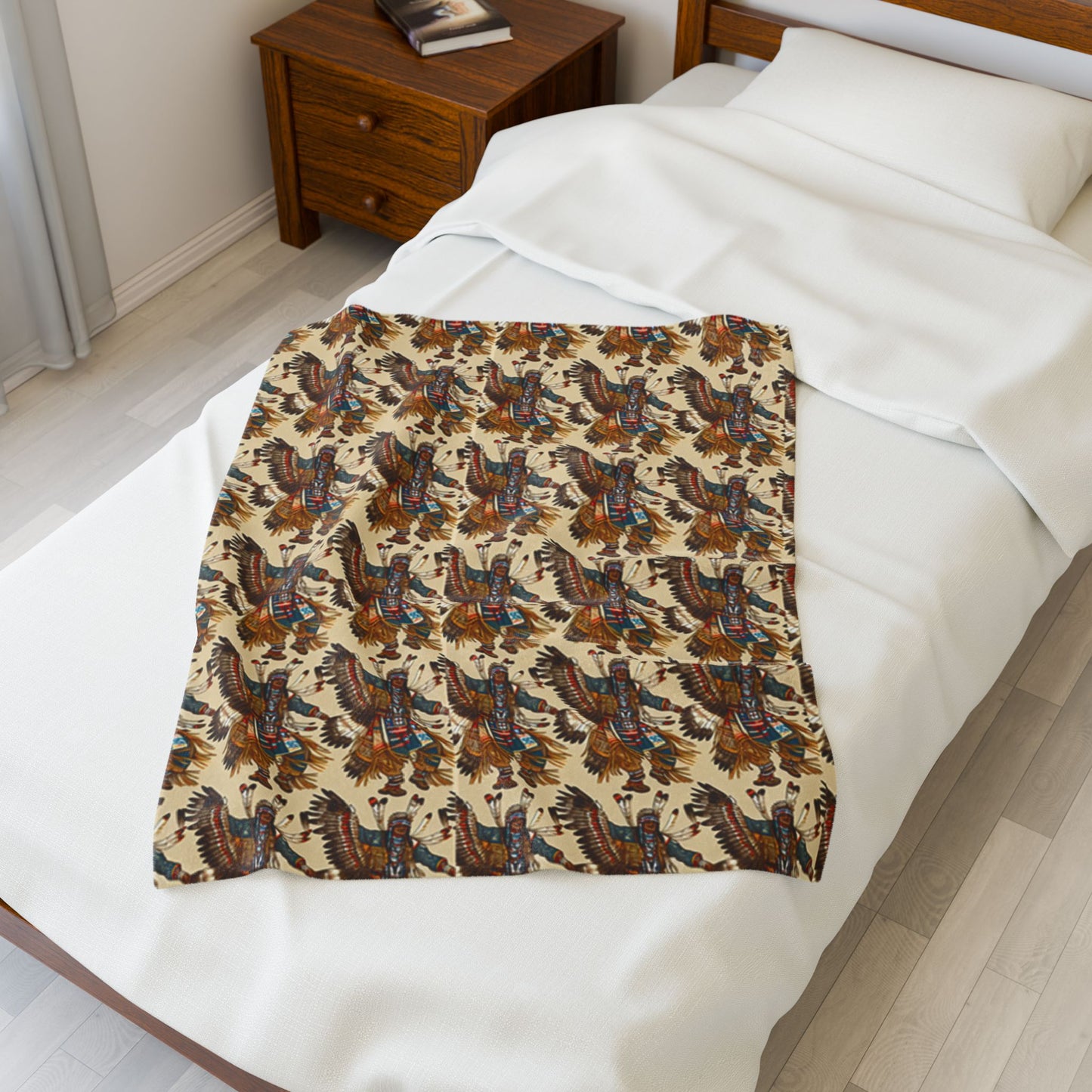 American Native Pow-Wow Dancers Velveteen Plush Blanket