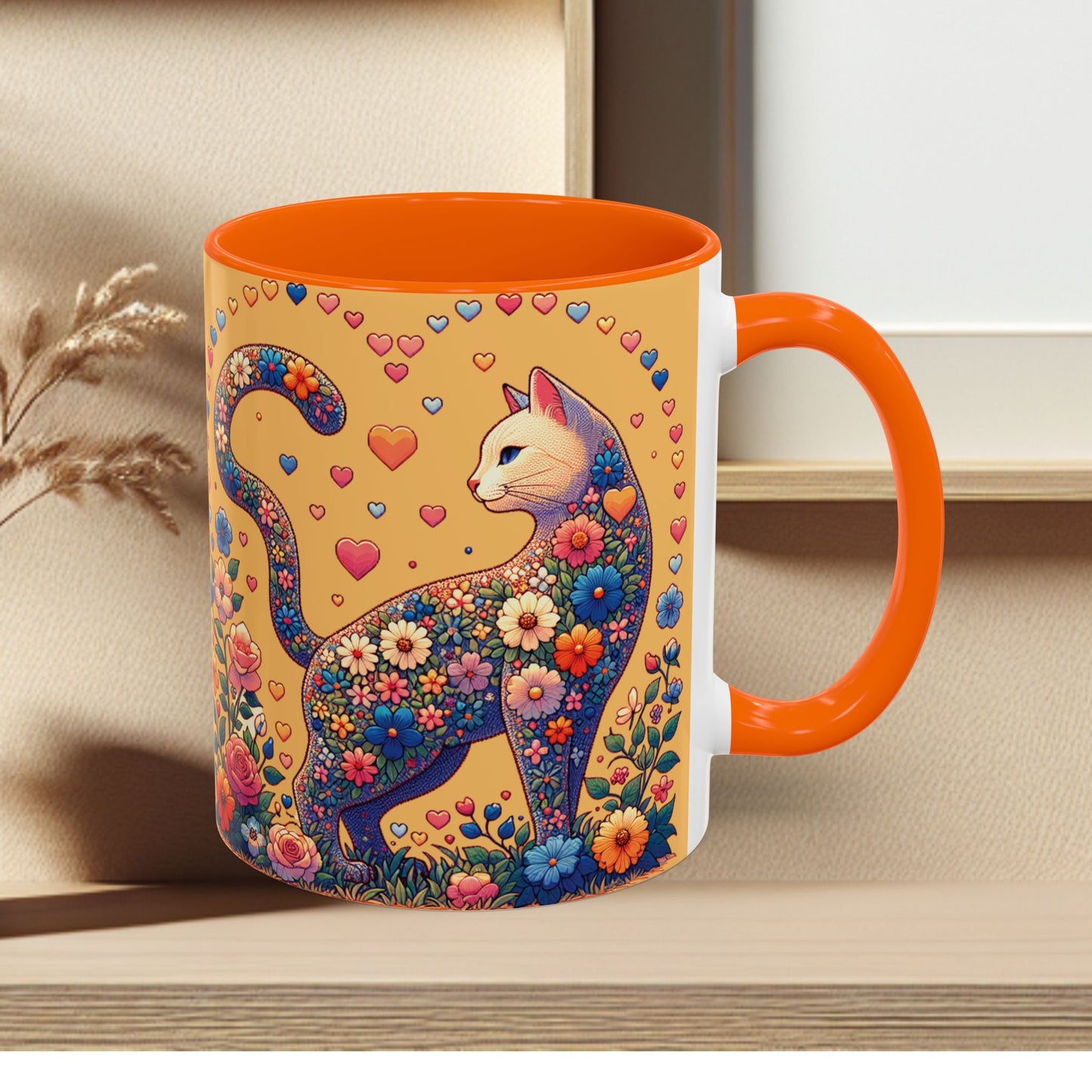Mug- Loving Cat - Accent Coffee Mug (11oz, 15oz) (AOP)