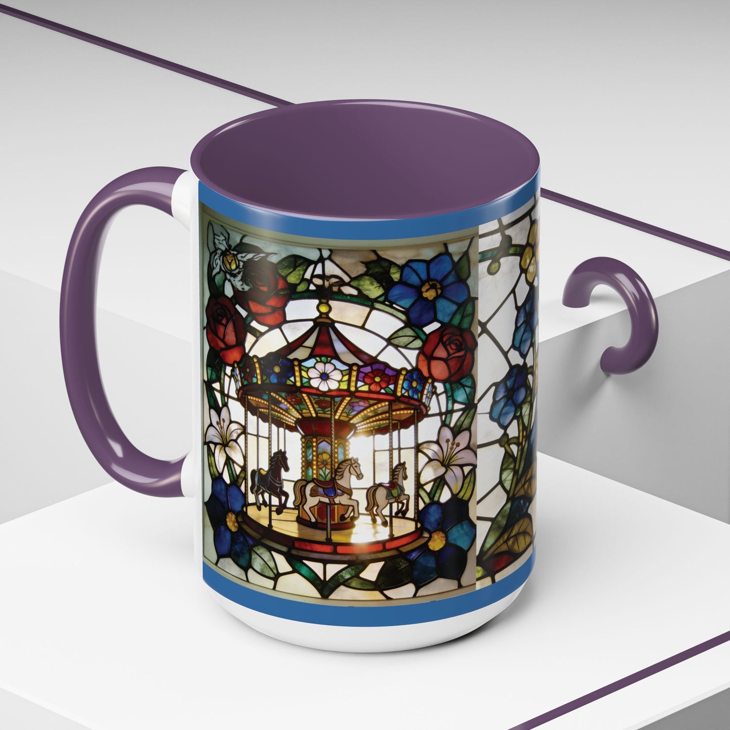 Stained Glass Carousel Accent Coffee Mug (11/15oz)