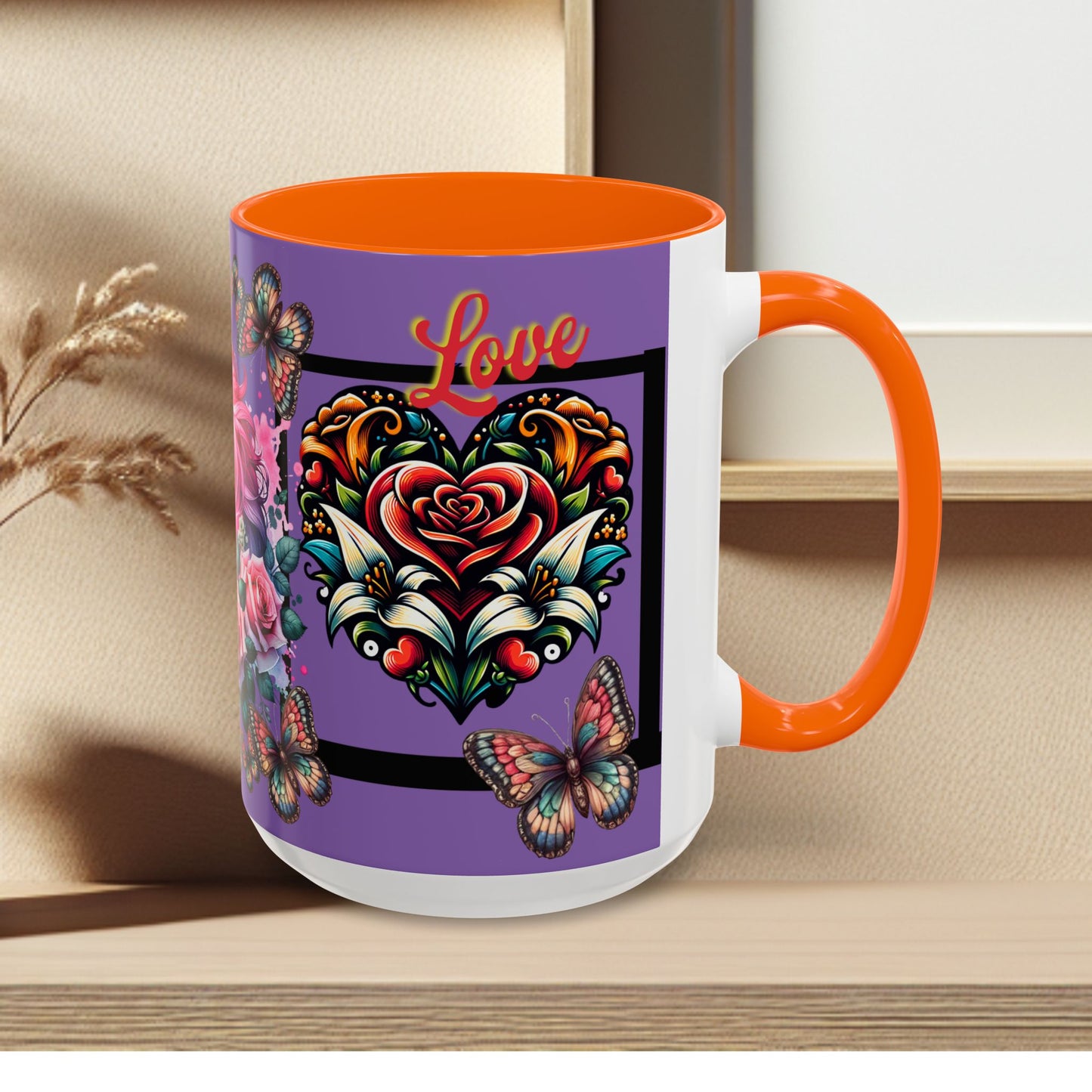 Love Coffee Mug - Vibrant Heart & Horse- Design, 11oz & 15oz