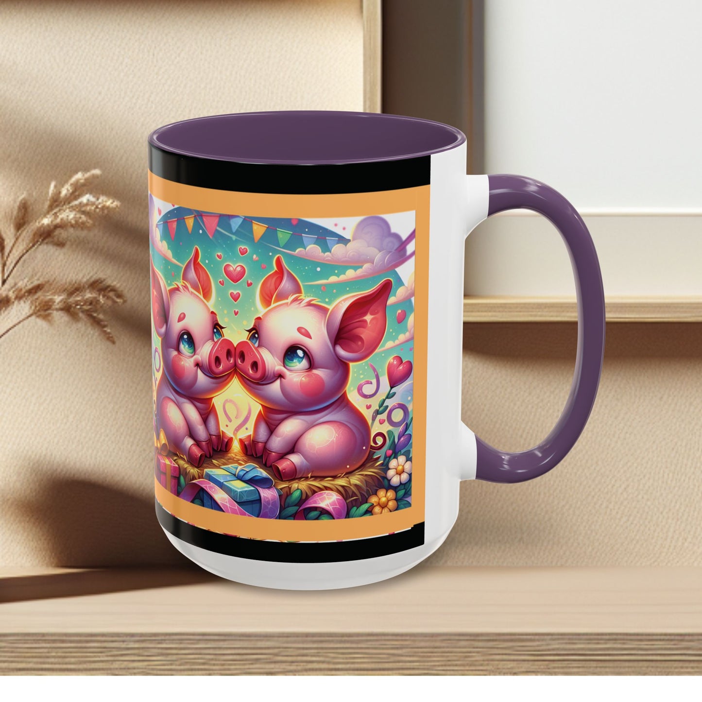Coffee Mug Love Pigs Picknick 11, 15oz